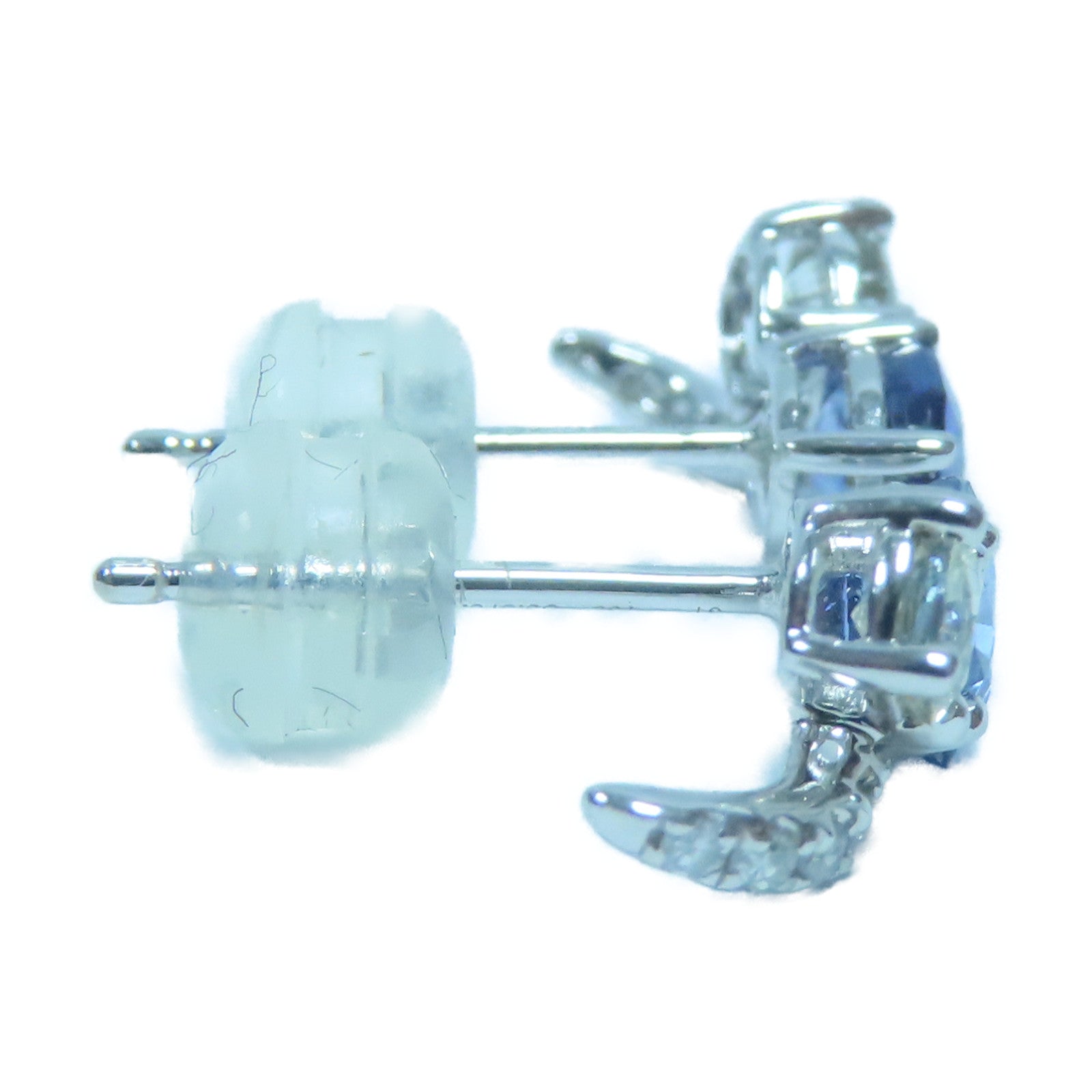 JEWELRY **【激減優惠】18K白金Sapphire Diamond Earrings 1.34ct藍寶石/0.06ct鑽石耳環銀色/藍色
