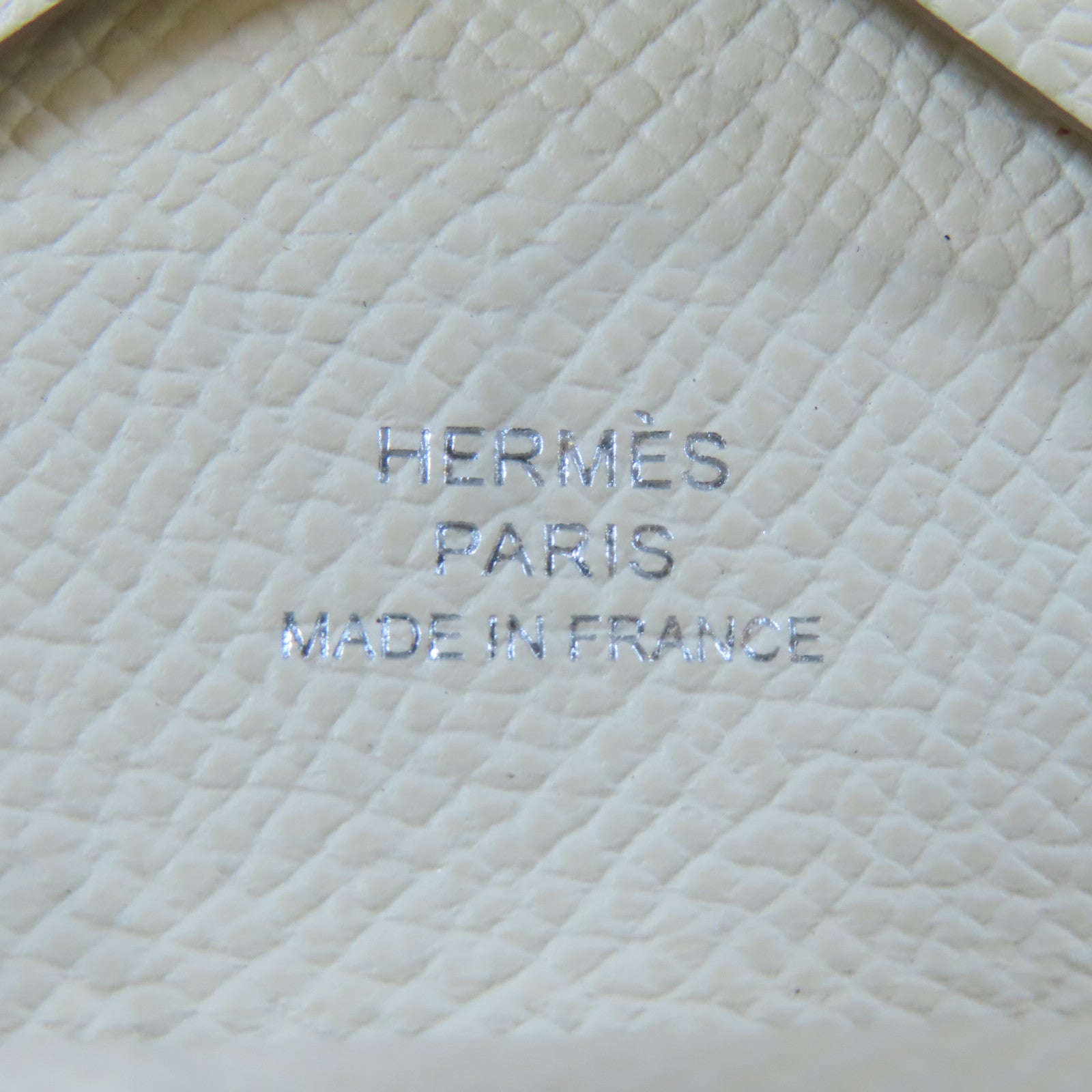 HERMES Epsom皮革Calvi Duo Compact銀扣卡片套白色
