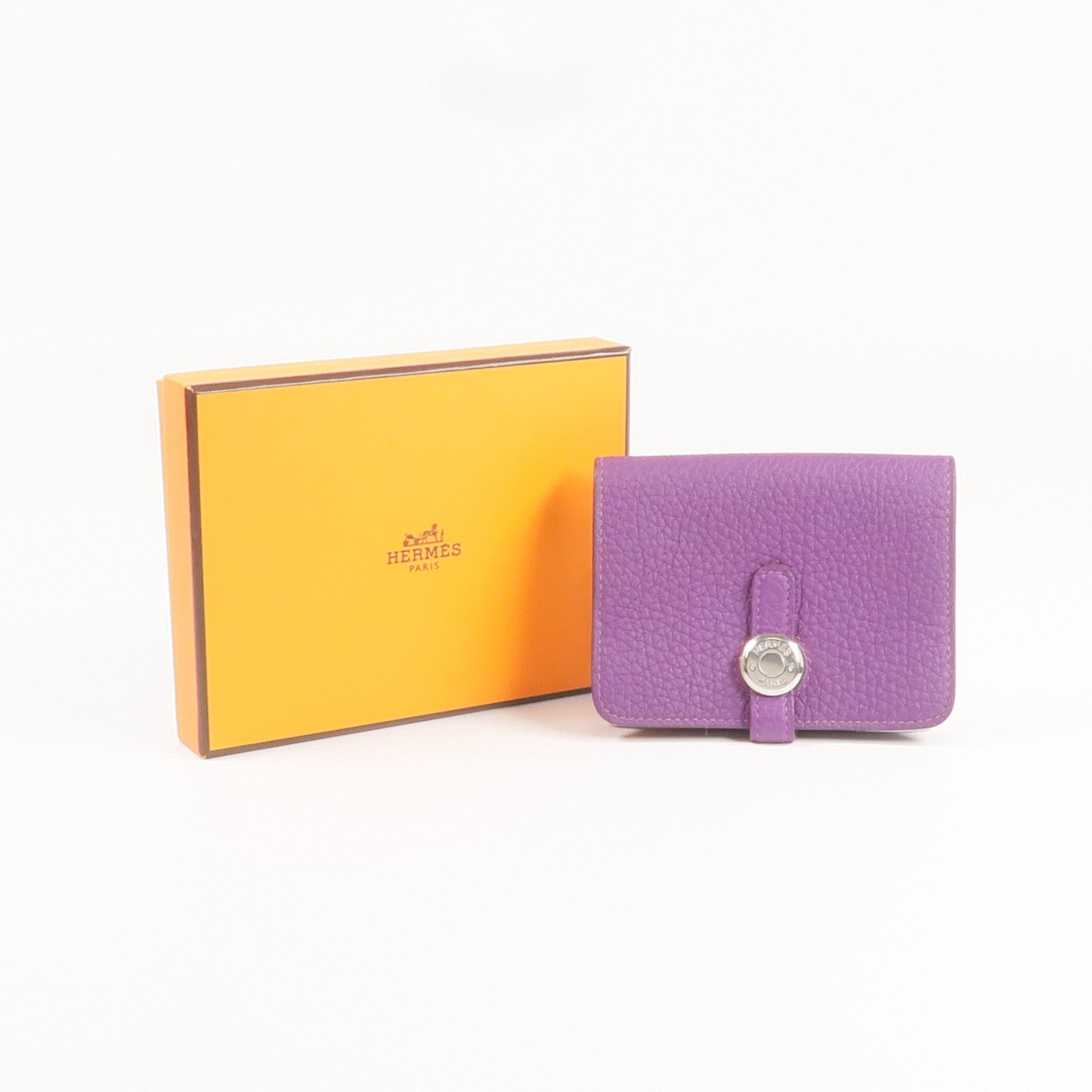 HERMES Clemence皮革Dogon Card Case銀扣卡片套Anemone