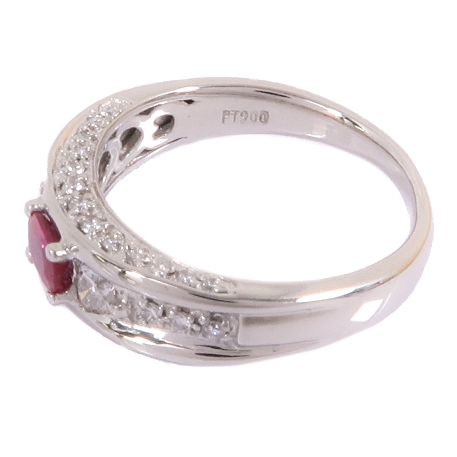 JEWELRY PT900鉑金Ruby/Diamond Ring紅寶石/鑽石戒指US#6.5