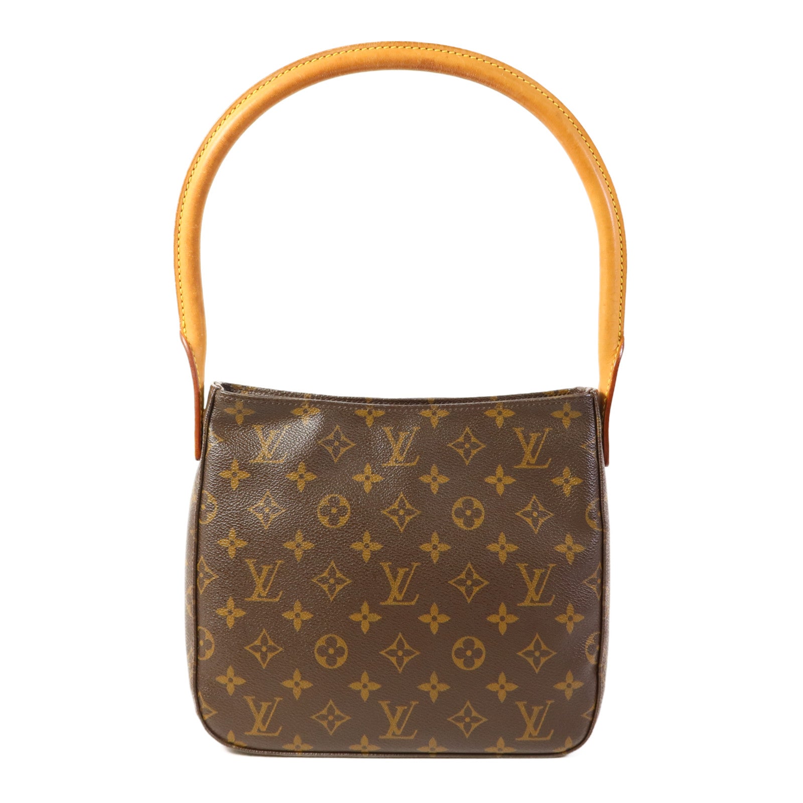 LOUIS VUITTON Monogram Looping MM金扣肩背袋棕色