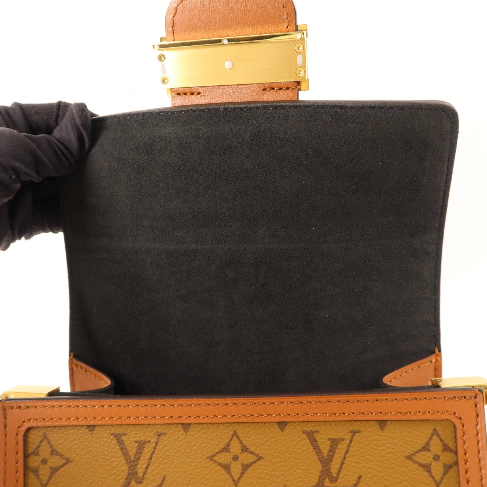 LOUIS VUITTON Monogram Reverse Mini Dauphine金扣肩背袋