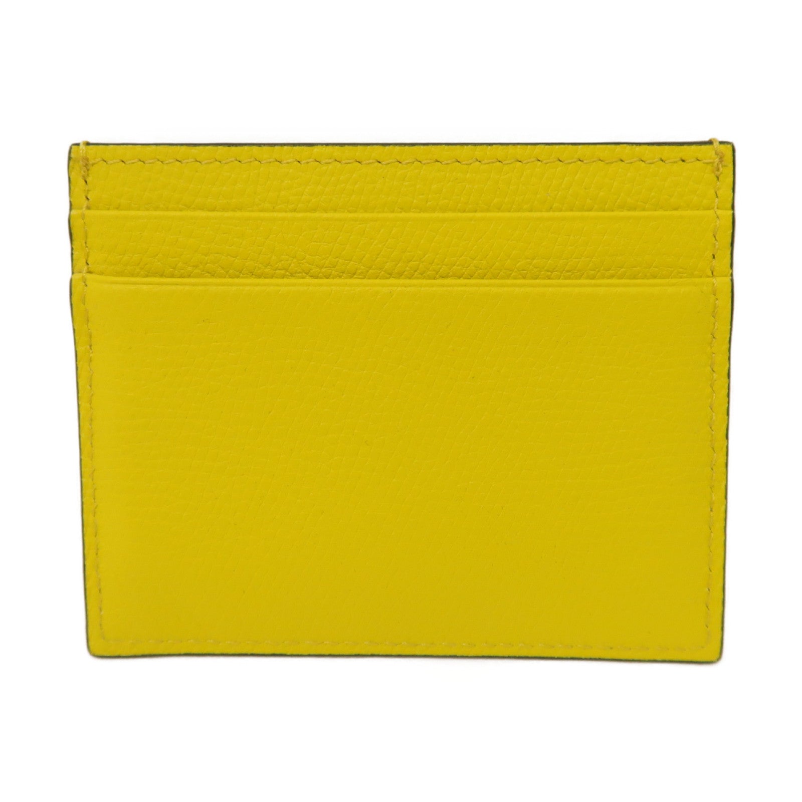 Valentino 牛皮皮革Card Case金扣卡片套黃色