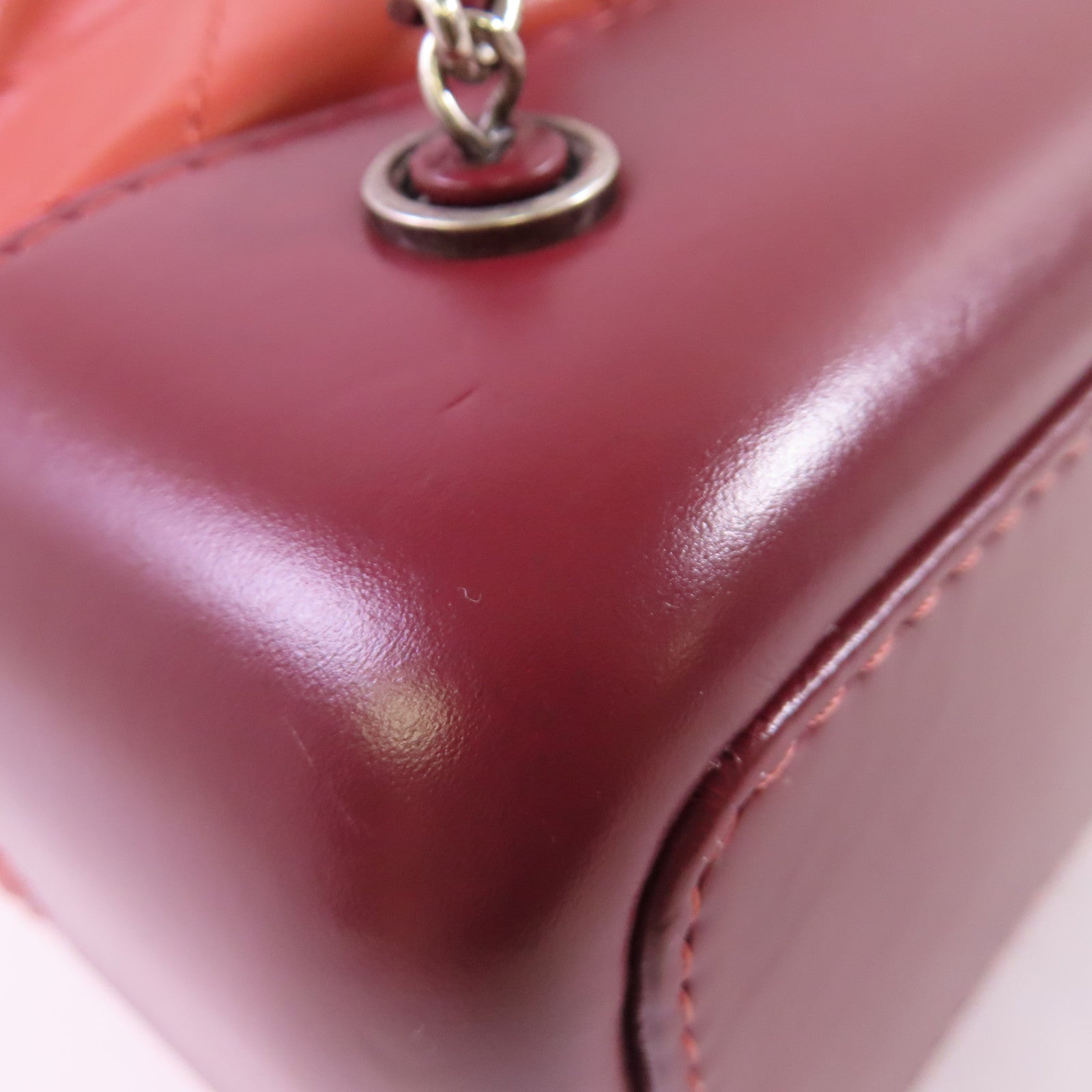 CHANEL 【激減優惠】菱格牛皮皮革Gabrielle Backpack銀扣背包酒紅色