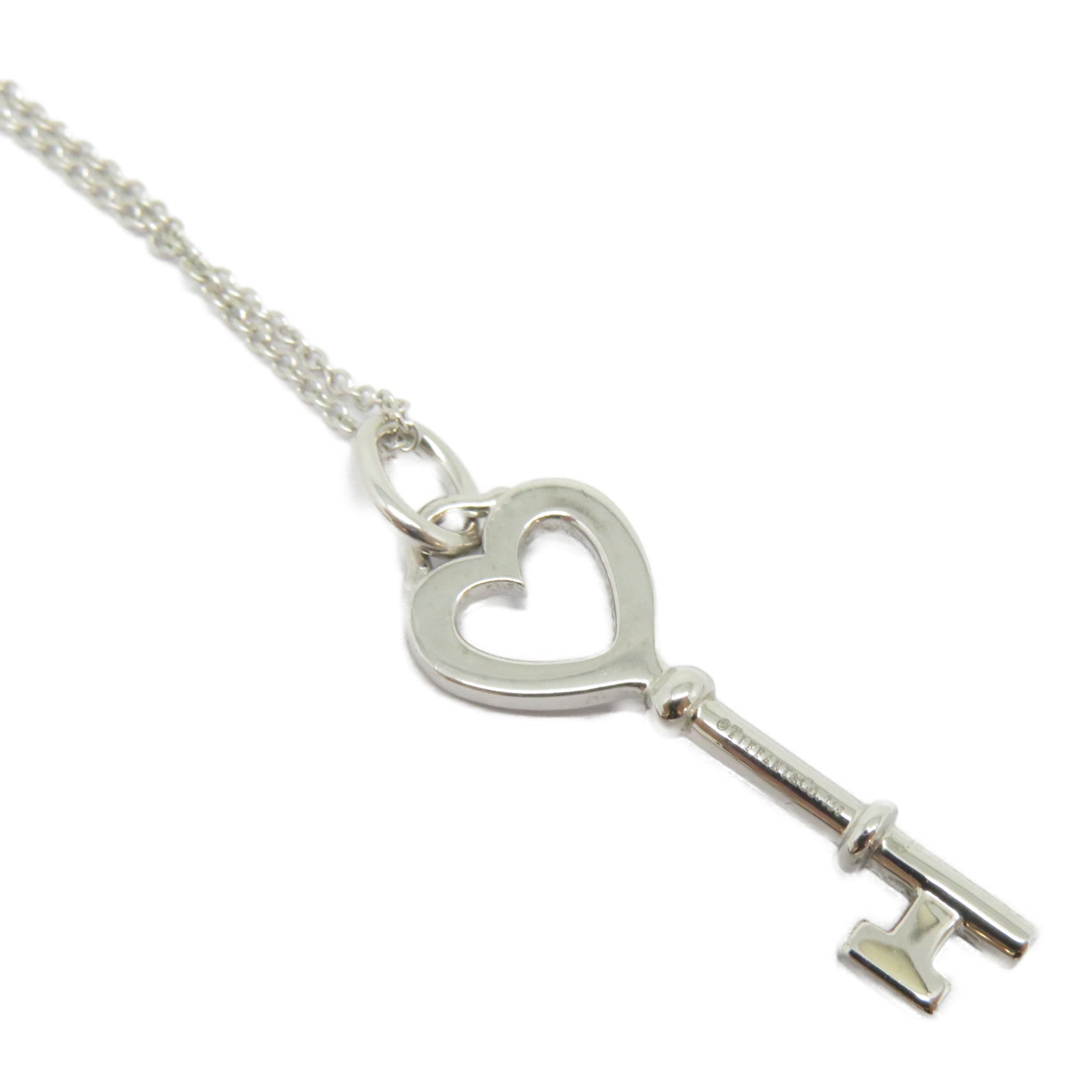 TIFFANY＆CO 18K白金Heart Key Necklace項鍊