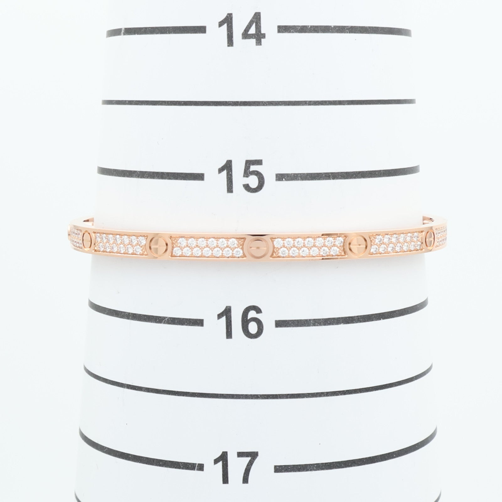 CARTIER 18K玫瑰金Love Bangle SM Paved鑽石手鐲Cartier#16