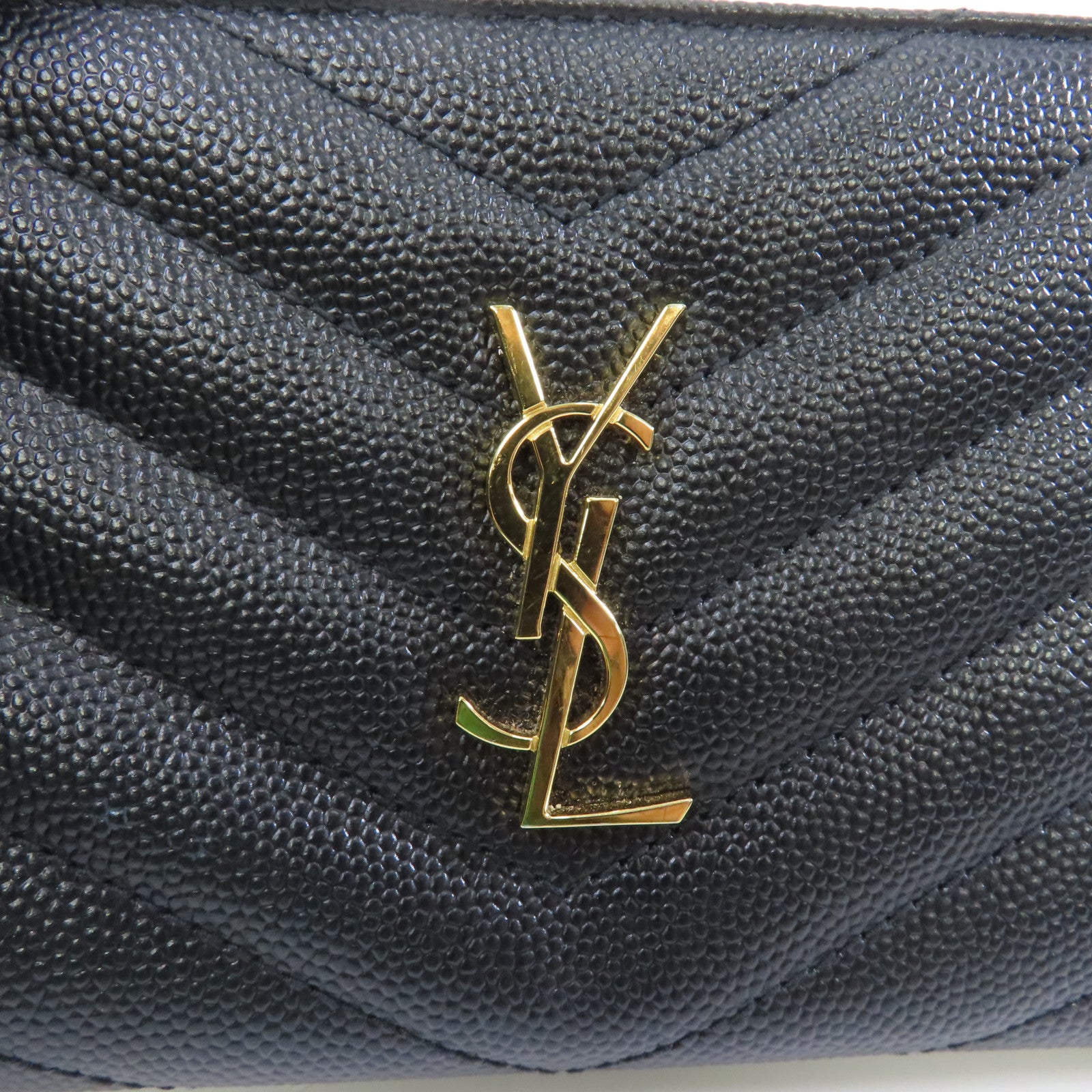 SAINT LAURENT 牛皮皮革Wallet金扣錢包黑色