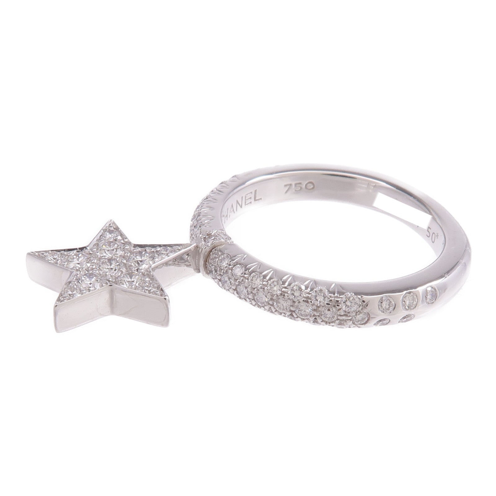 CHANEL 18K白金Comet Star Ring鑽石戒指US#5.75
