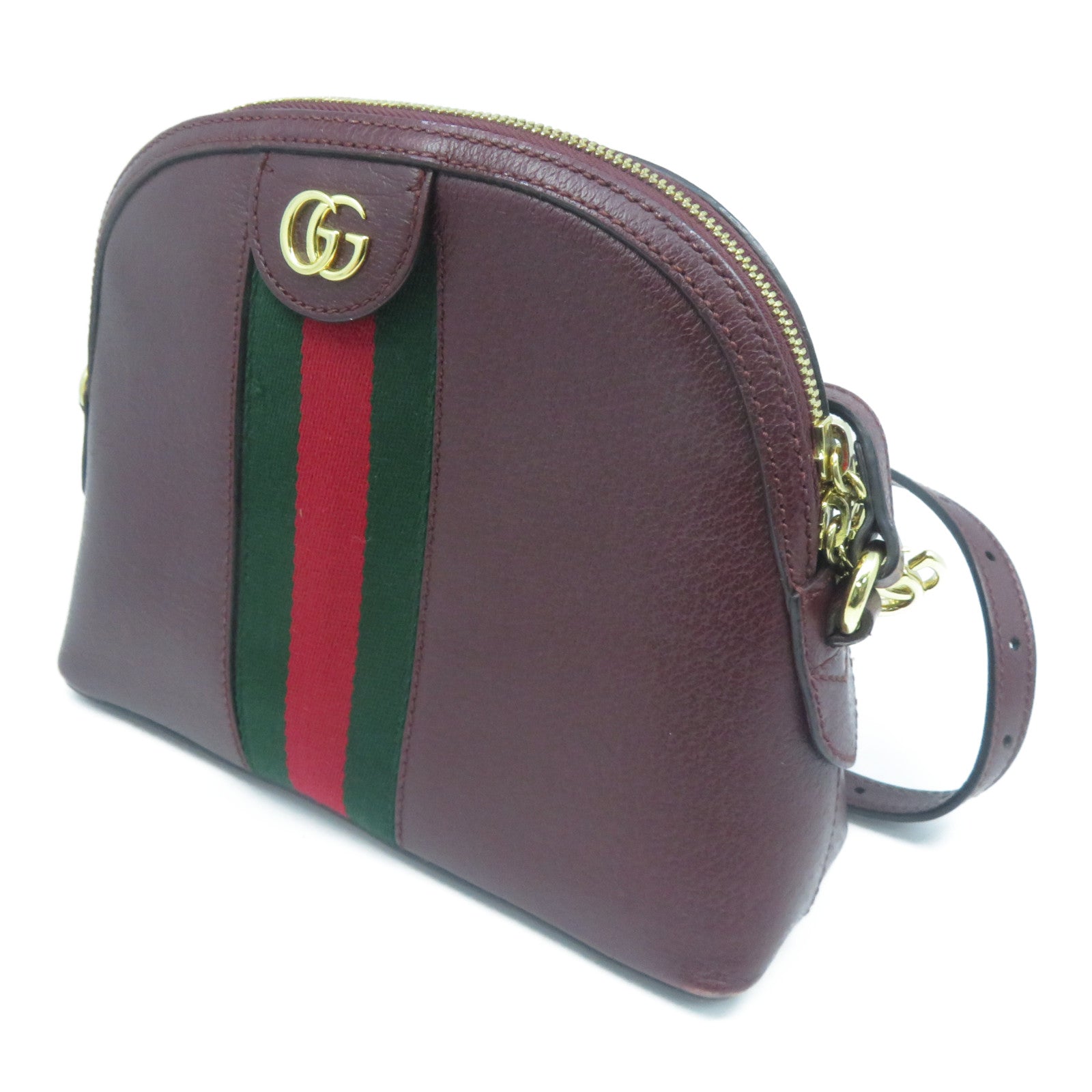 GUCCI 【清倉大減價】牛皮皮革Ophidia GG金扣肩背袋啡色