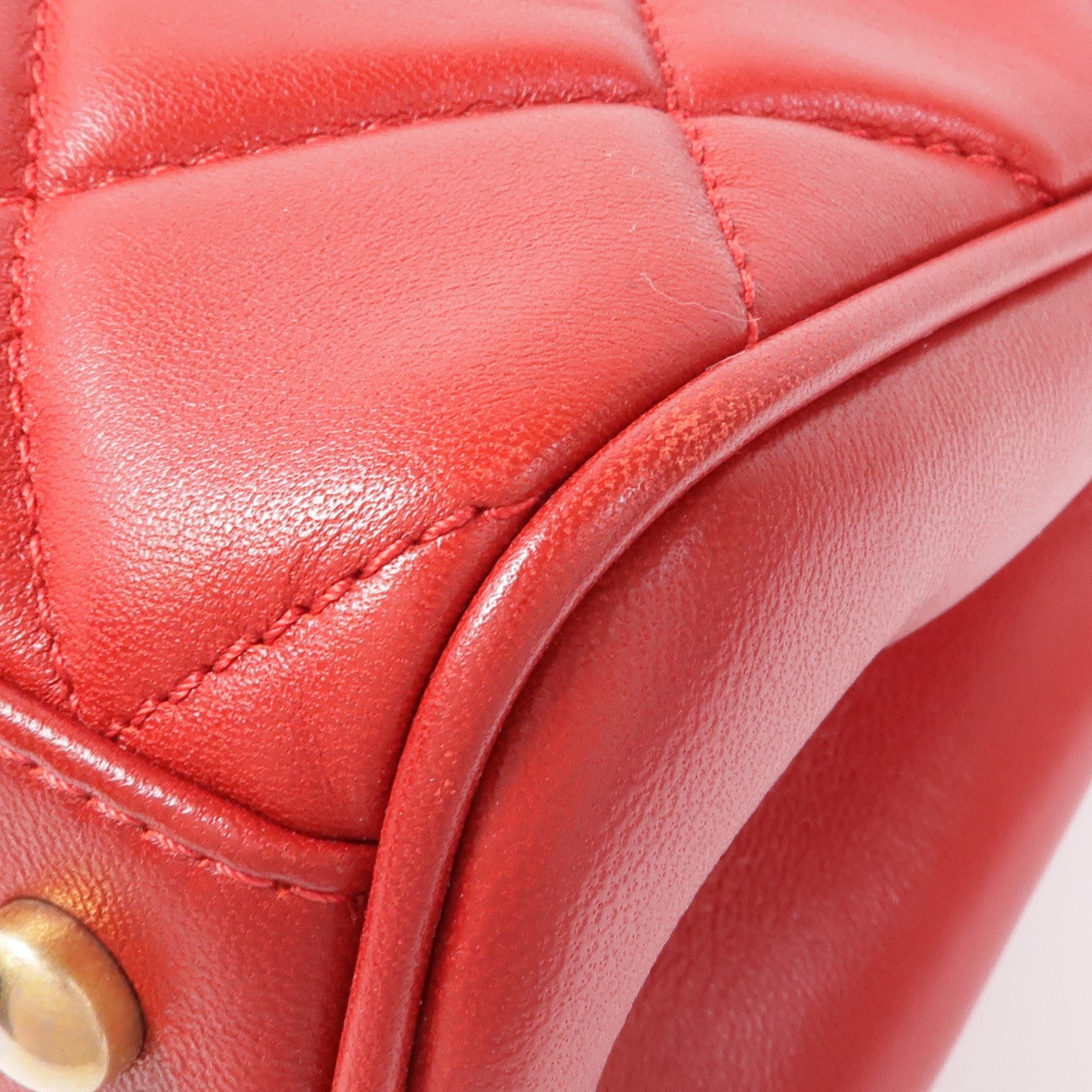 CHANEL CC GHW Materasse Chain Shoulder Bag Calfskin Leather Red