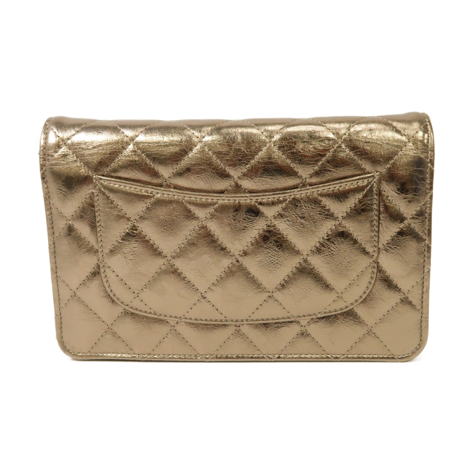 CHANEL 菱格皮革2.55 Wallet On Chain銀扣鏈帶肩背袋金色