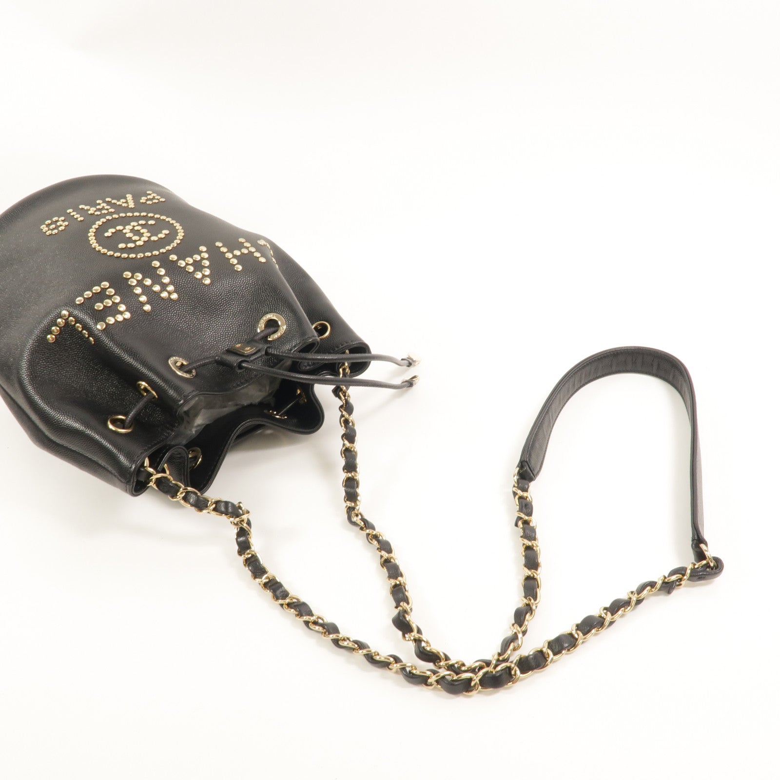 CHANEL 牛皮皮革Bucket鏈帶肩背袋
