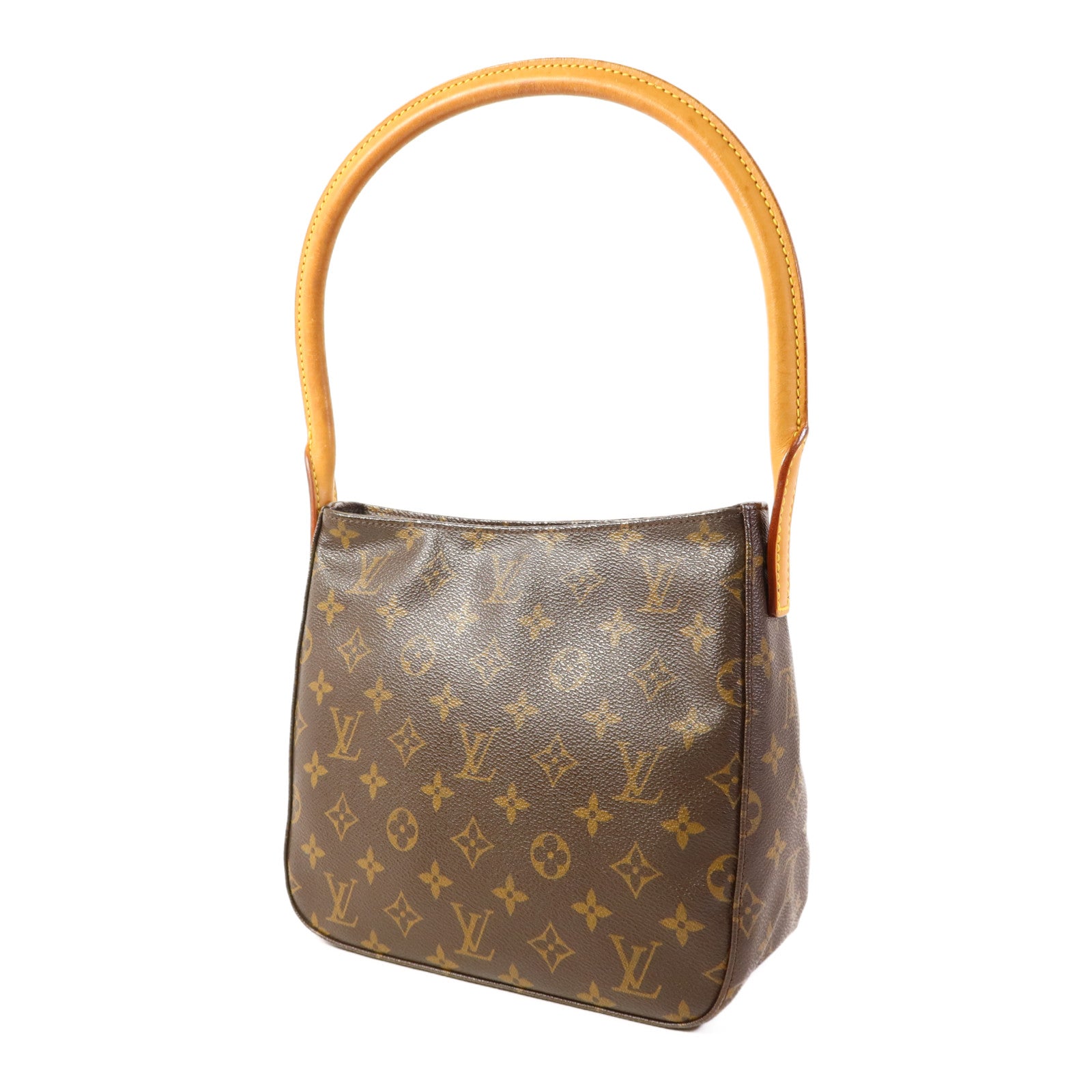LOUIS VUITTON Monogram Looping MM金扣肩背袋棕色