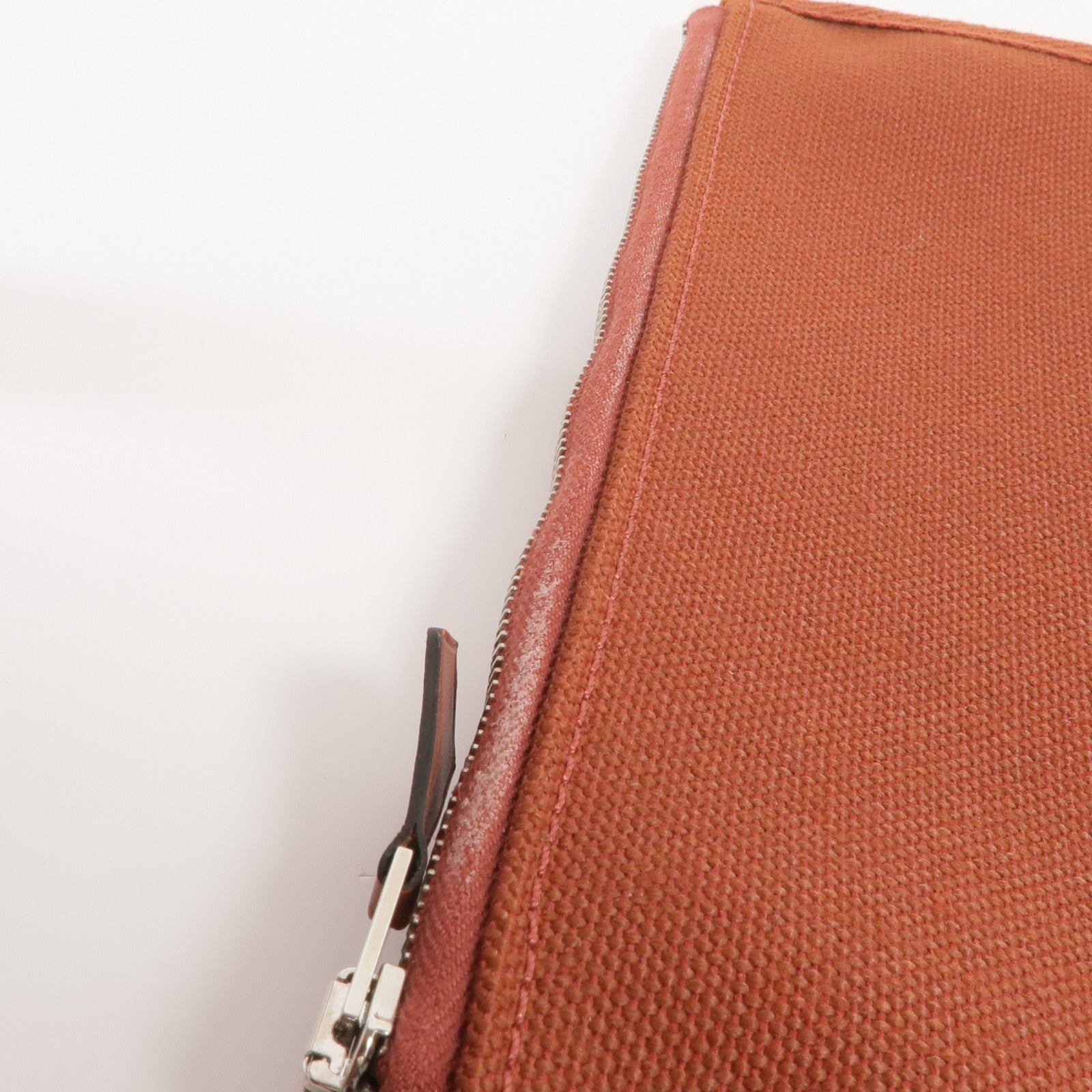 HERMES 【激減優惠】帆布Herbag PM銀扣手挽肩背兩用袋Rouge H