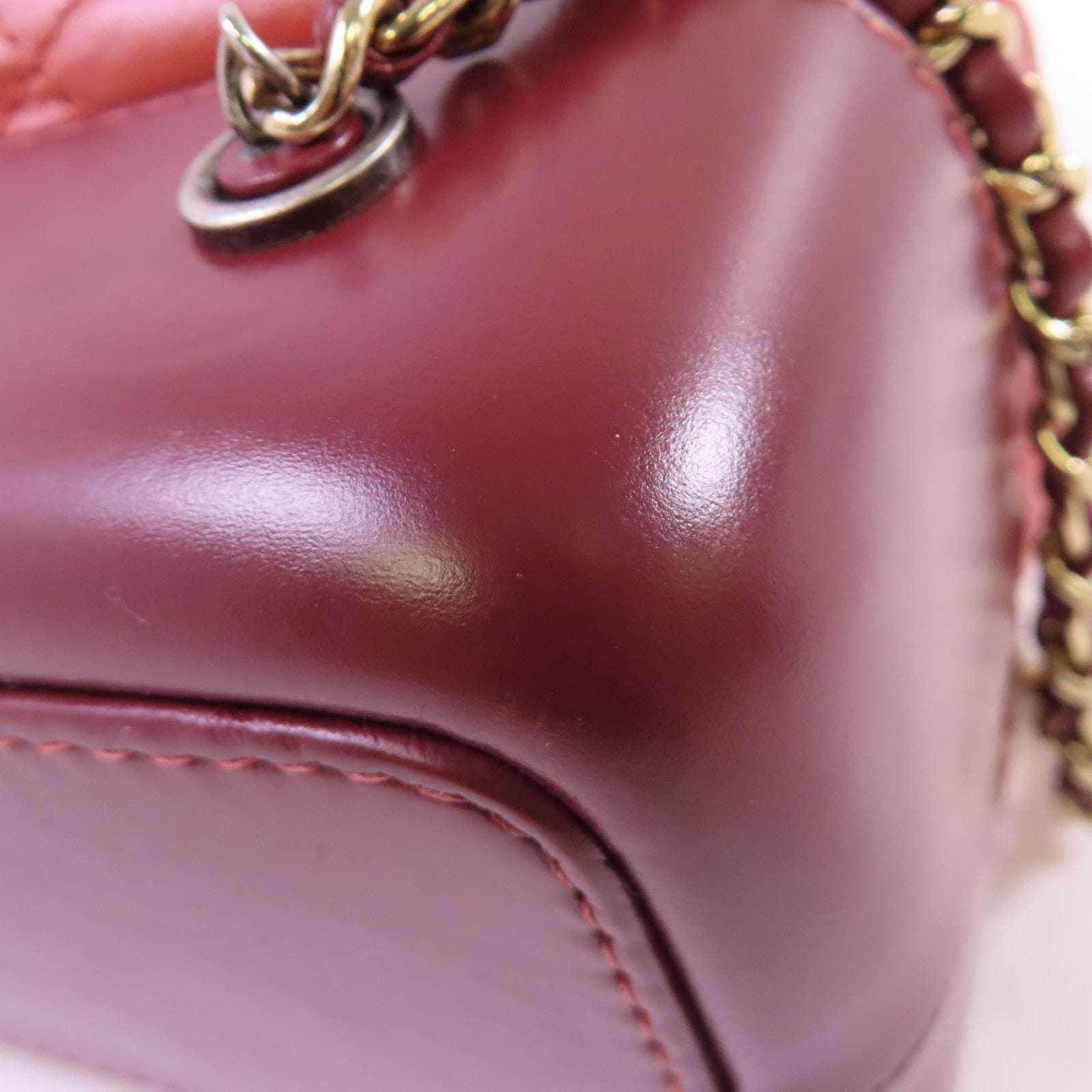 CHANEL 【激減優惠】菱格牛皮皮革Gabrielle Backpack銀扣背包酒紅色