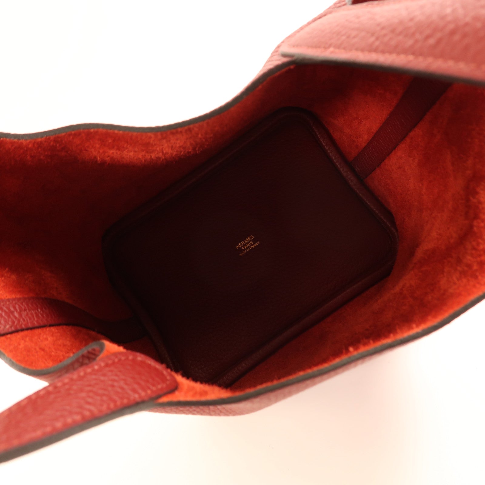 HERMES Clemence皮革Picotin PM金扣手挽袋Rouge Grenat