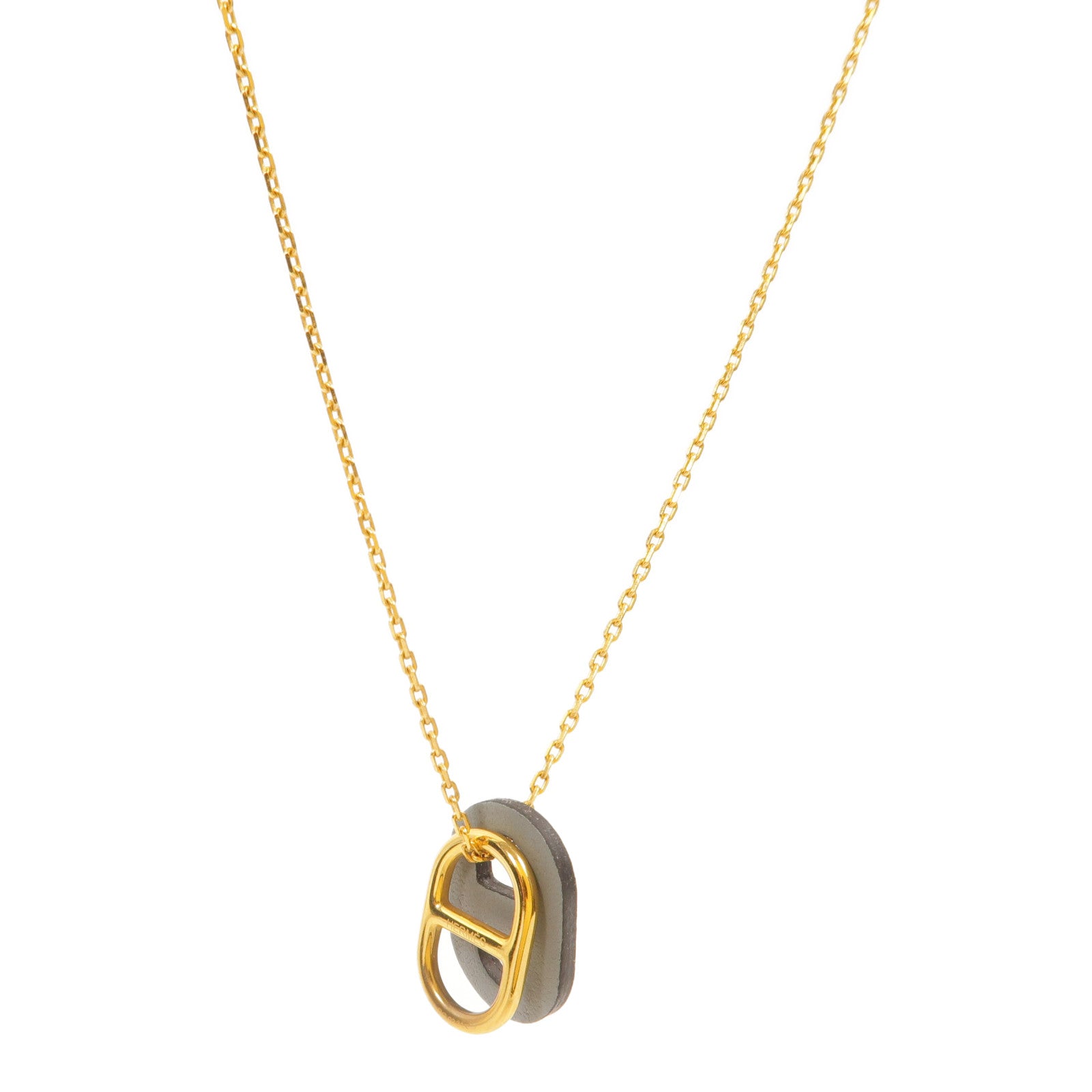 HERMES 金屬/Swift皮革O'Maillon Pendant項鍊