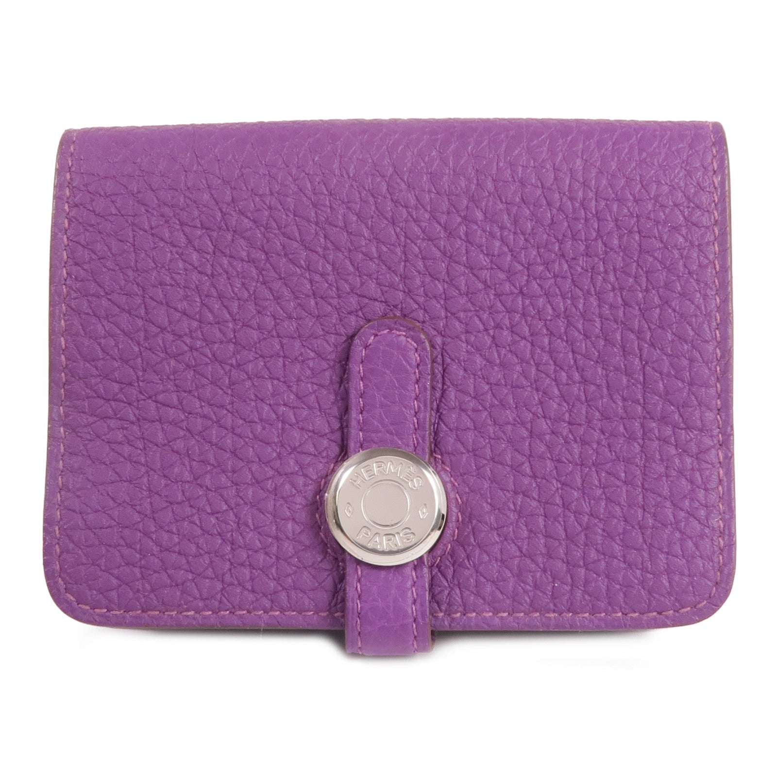 HERMES Clemence皮革Dogon Card Case銀扣卡片套Anemone