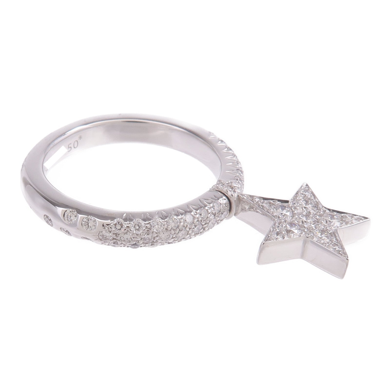 CHANEL 18K白金Comet Star Ring鑽石戒指US#5.75