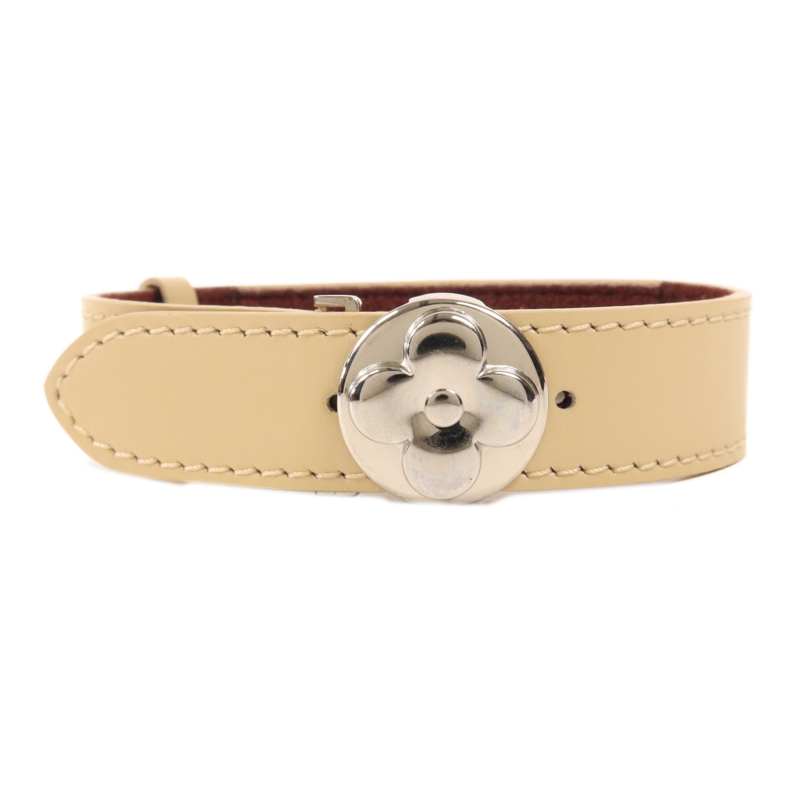 LOUIS VUITTON 牛皮皮革Bracelet銀扣手鐲