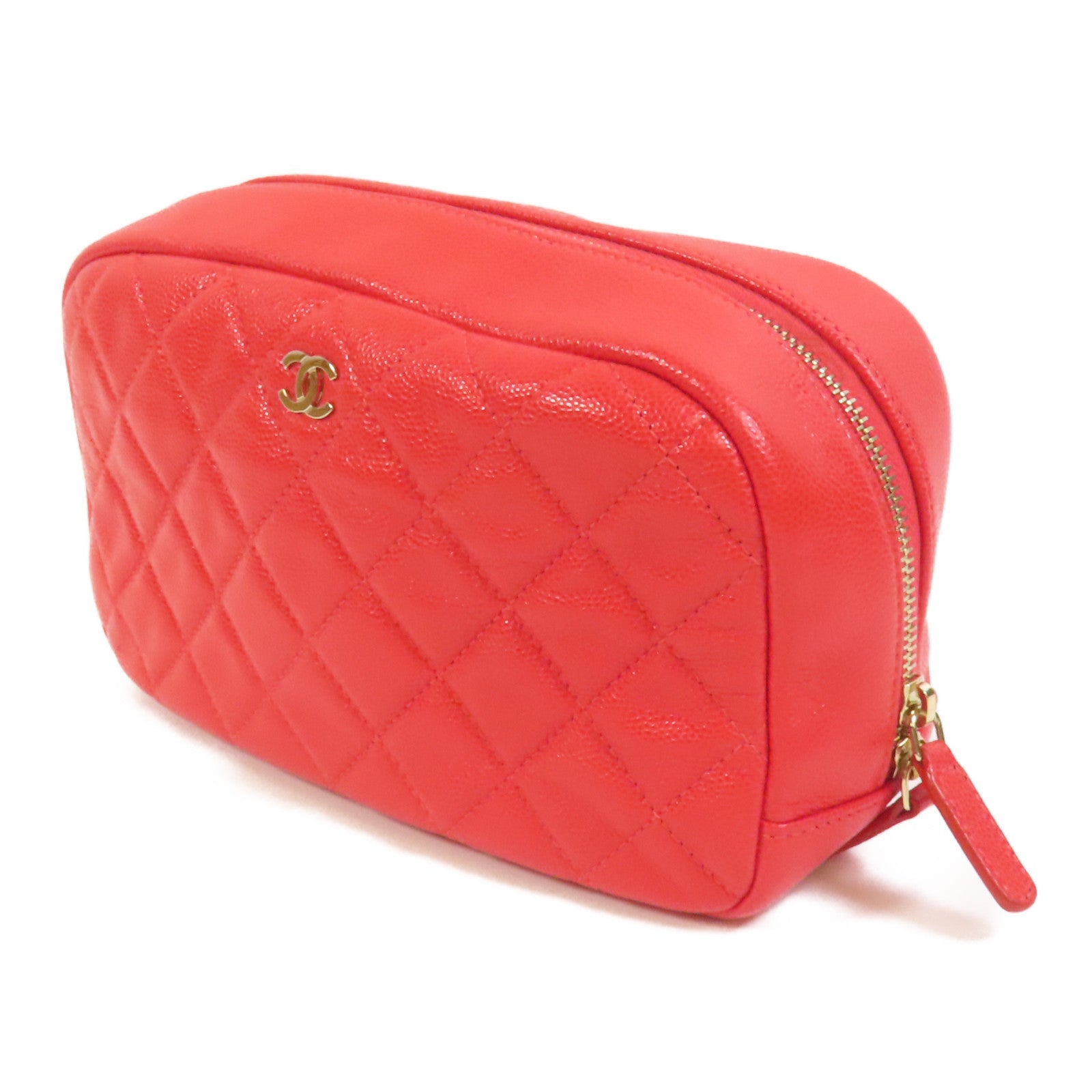 CHANEL 牛皮皮革Pouch金扣手拿包