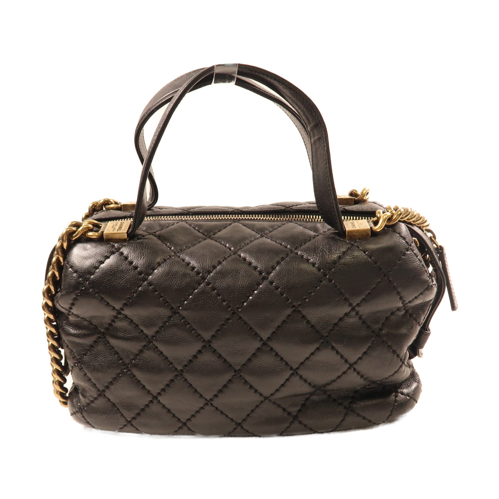 CHANEL 牛皮皮革2Way Shoulder Bag金扣鏈帶手挽肩背兩用袋黑色