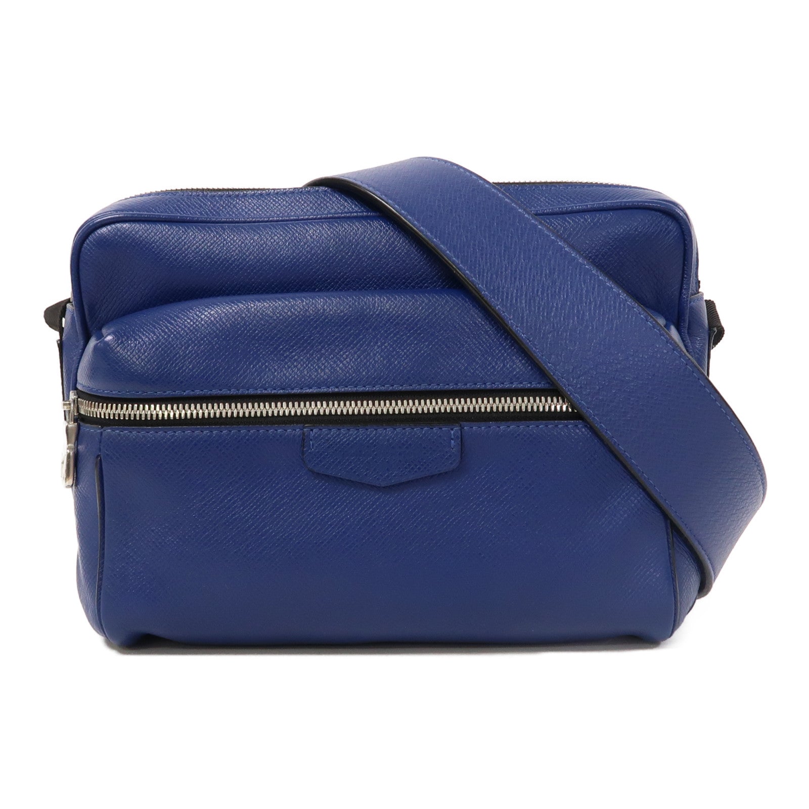 LOUIS VUITTON Taiga Outdoor Messenger PM銀扣肩背袋藍色