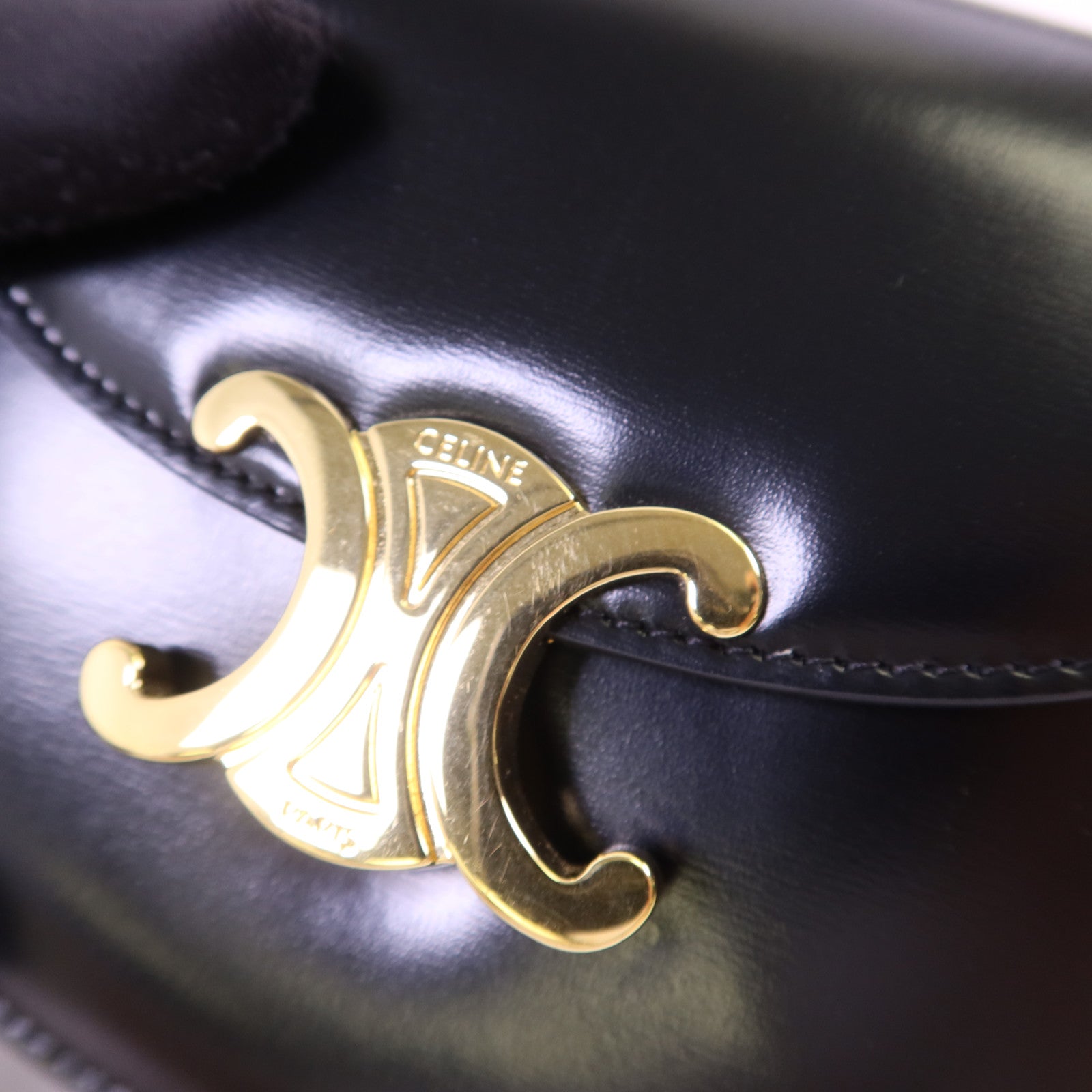 CELINE 牛皮皮革Mini Besace Clea金扣手挽肩背兩用袋