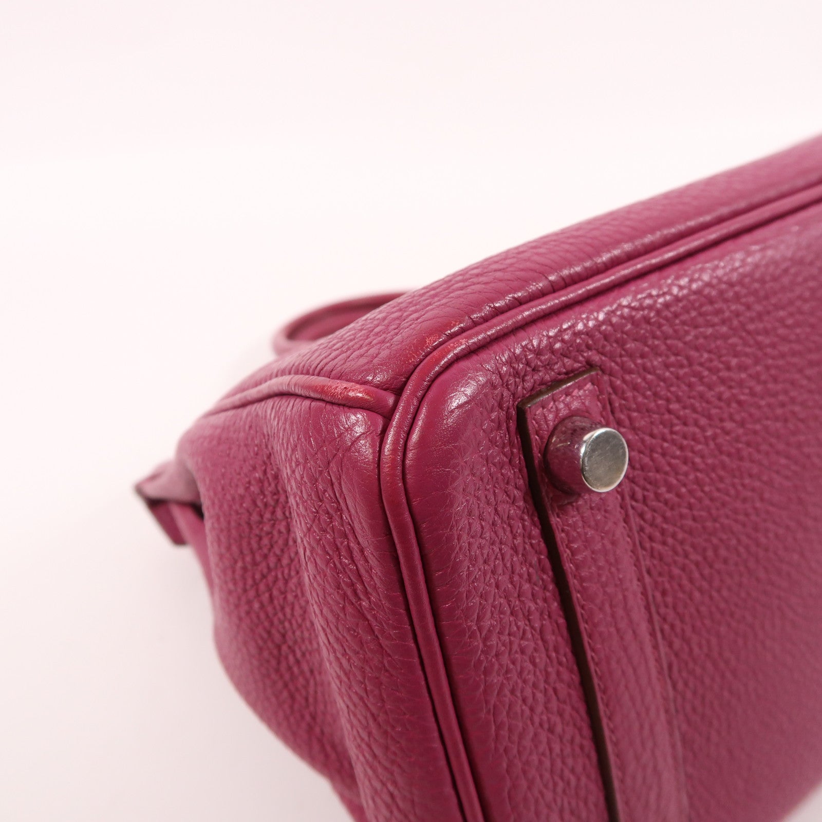 HERMES Togo皮革Birkin 25銀扣手挽袋桃紫色
