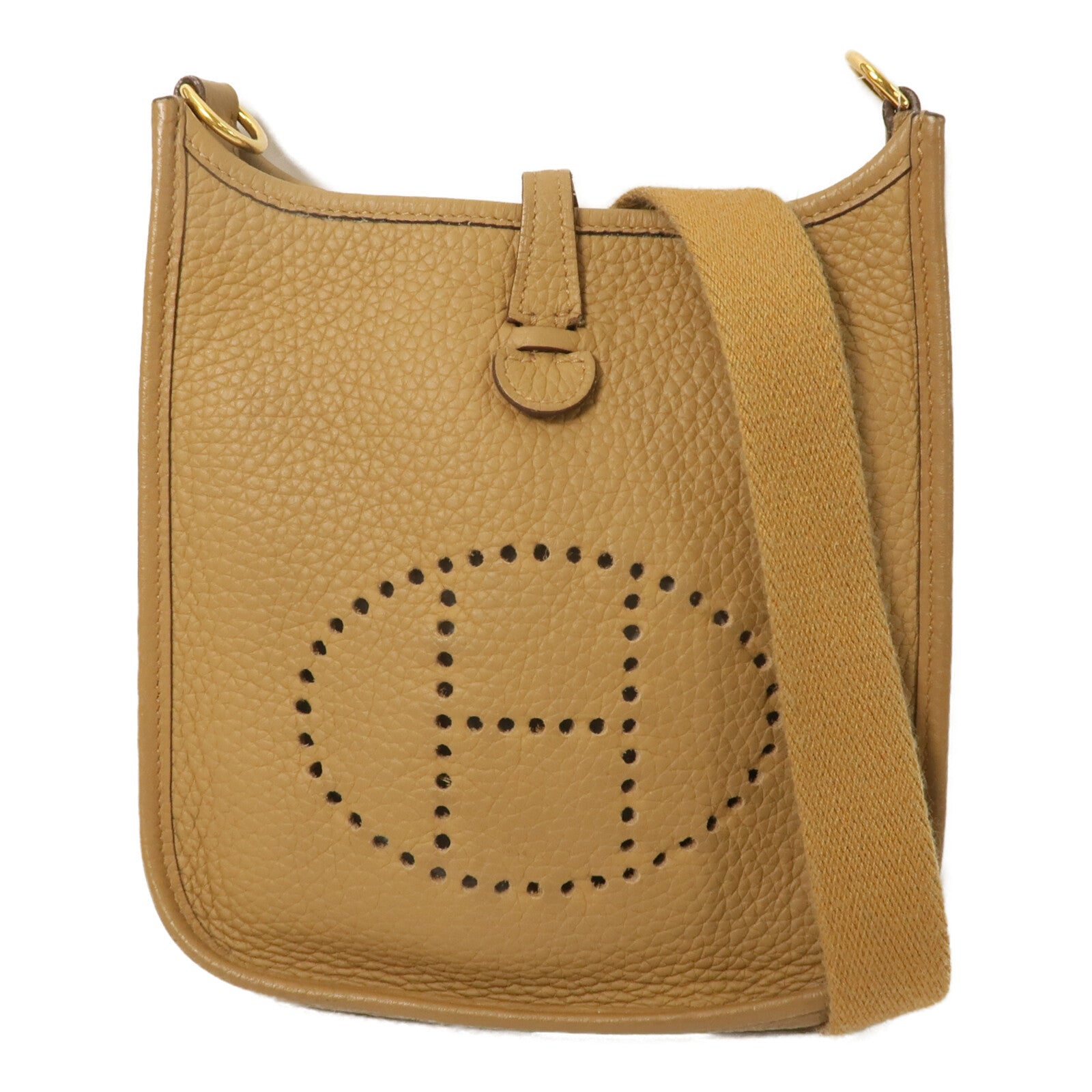 HERMES Clemence皮革Evelyne TPM肩背袋Biscuit