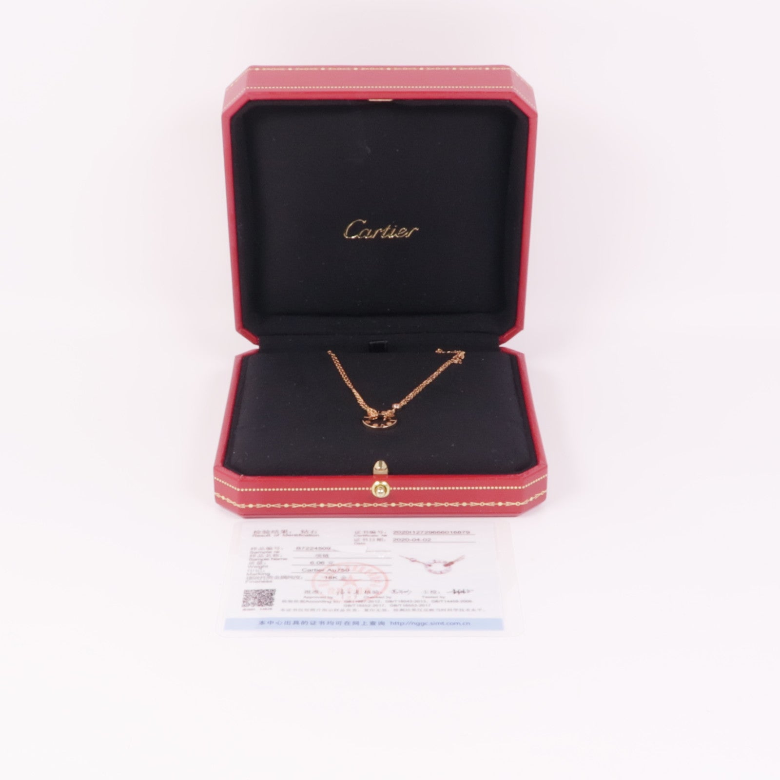 CARTIER 18K玫瑰金Love Necklace 2 Diamonds鑽石項鍊