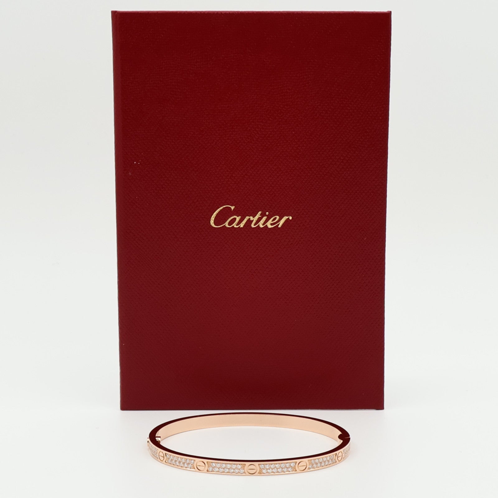 CARTIER 18K玫瑰金Love Bangle SM Paved鑽石手鐲Cartier#16