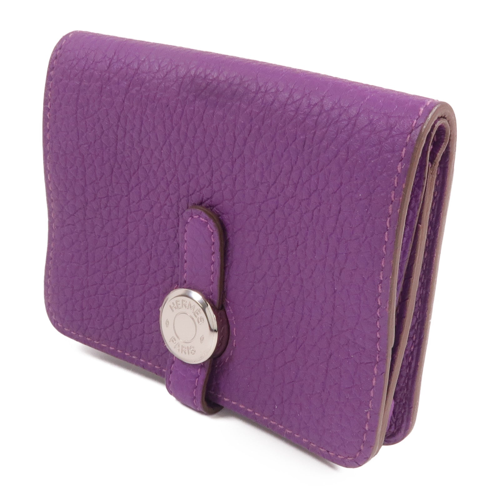HERMES Clemence皮革Dogon Card Case銀扣卡片套Anemone