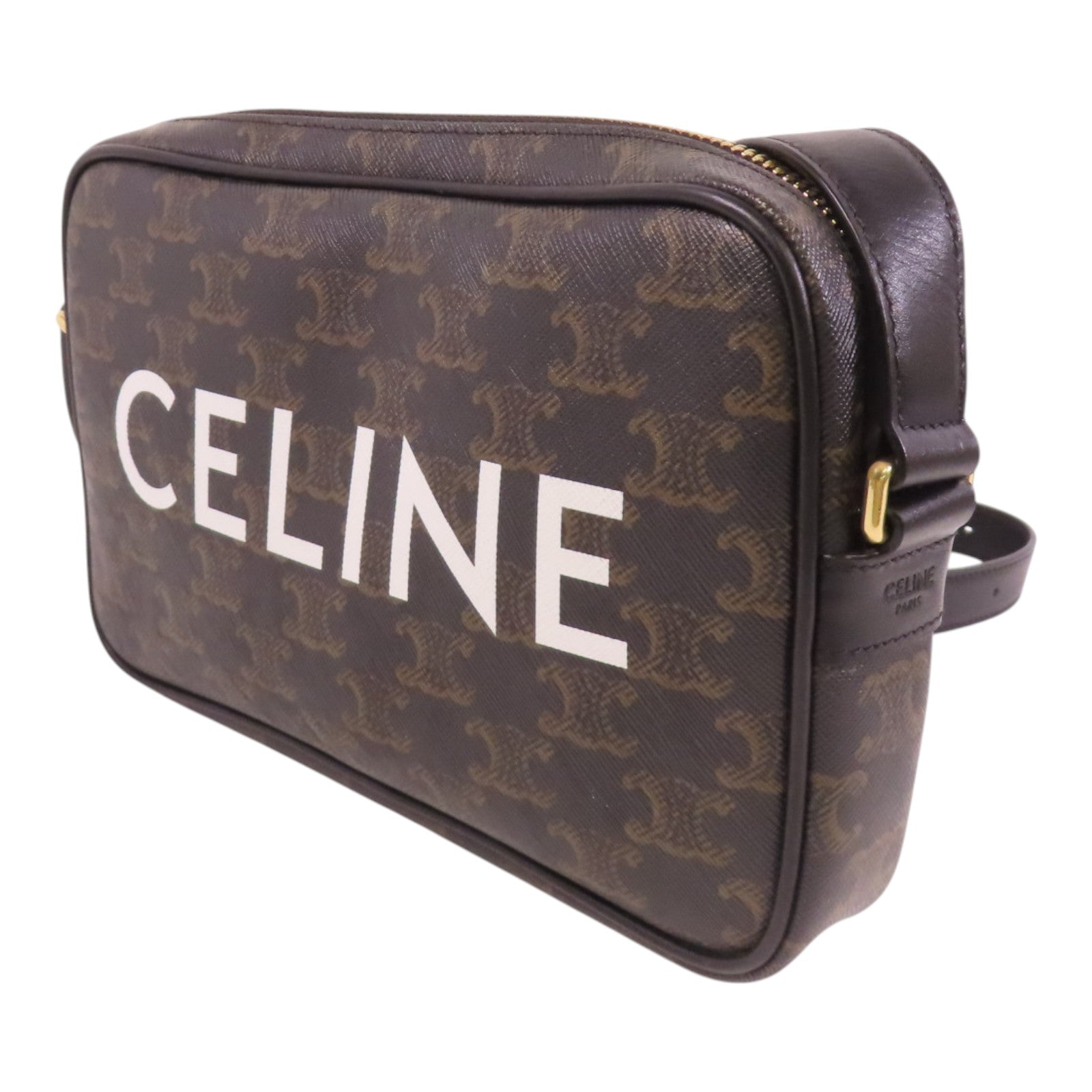 CELINE Trionphe塗層帆布Medium Messenger Bag金扣肩背袋