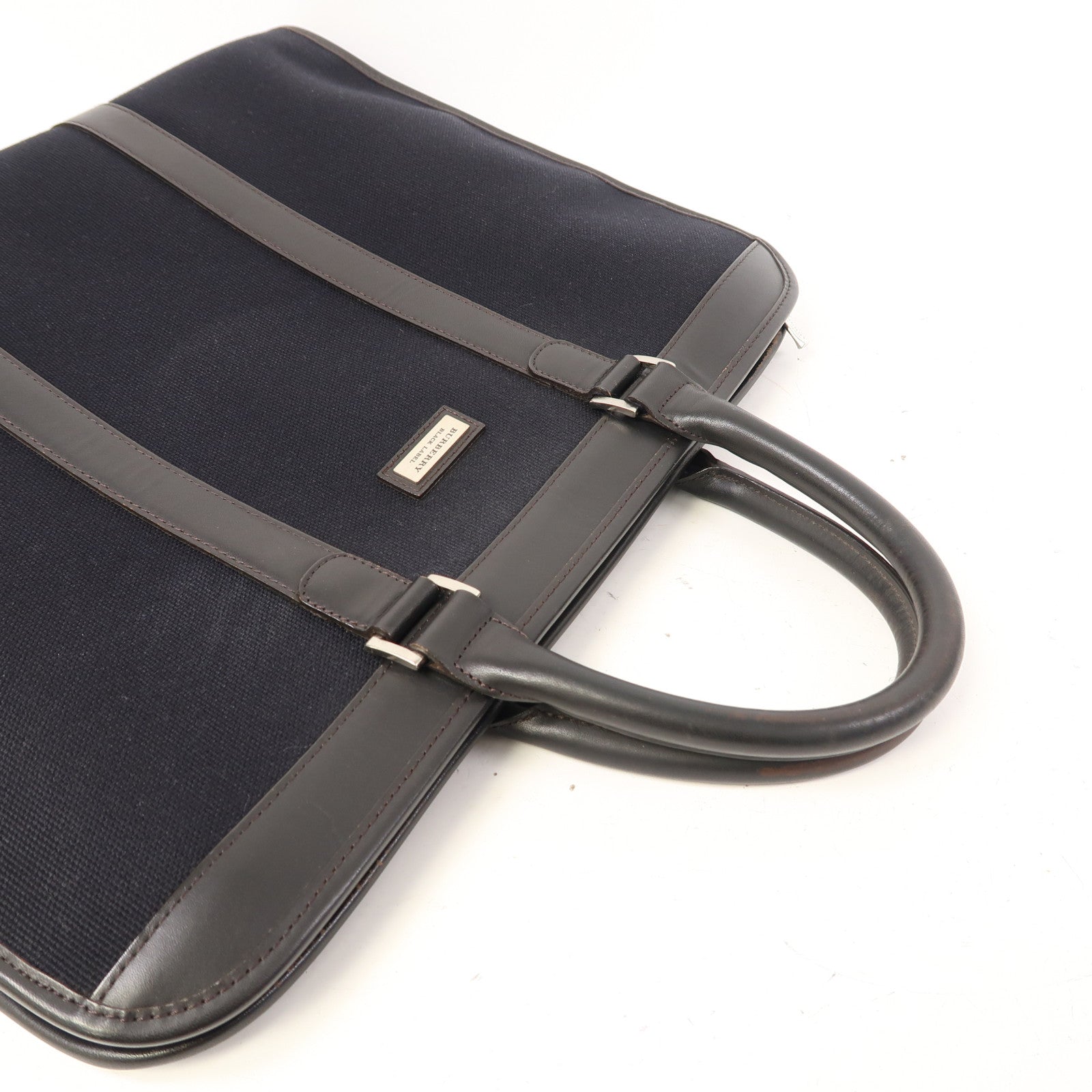 BURBERRY 帆布Business Bag銀扣公事包黑色