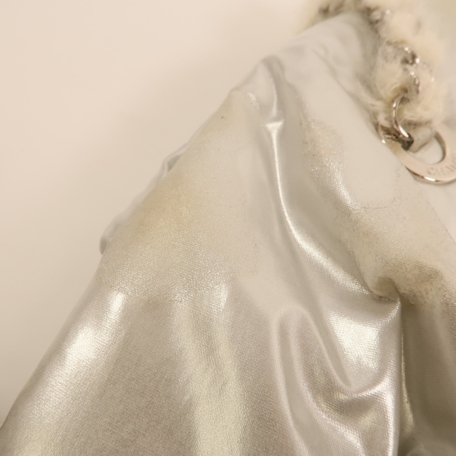 CHANEL PVC/羊毛Vinyl Mohair CC Bonbons Tote銀扣鏈帶肩背袋