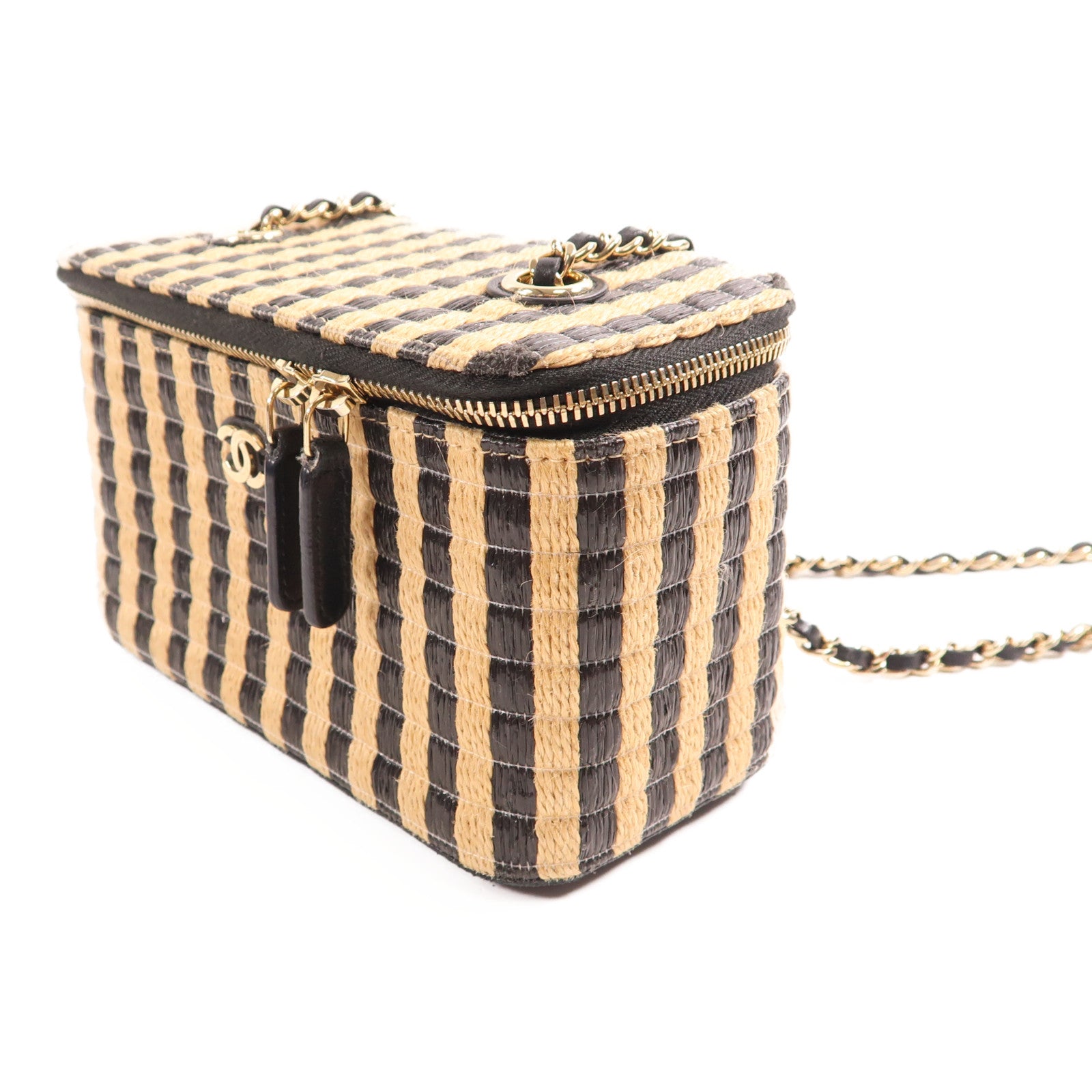 CHANEL 酒椰Vanity Case金扣鏈帶肩背袋