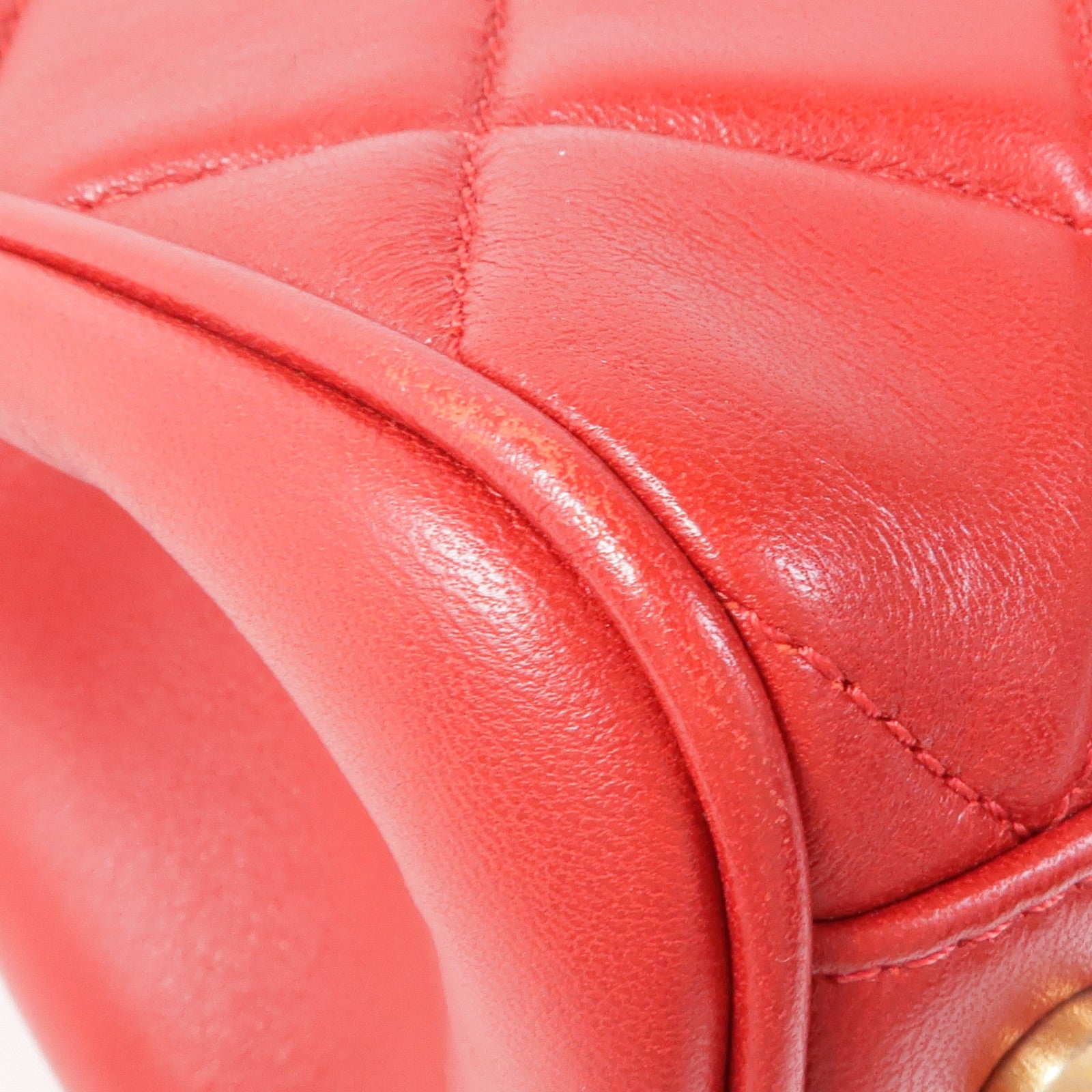 CHANEL CC GHW Materasse Chain Shoulder Bag Calfskin Leather Red