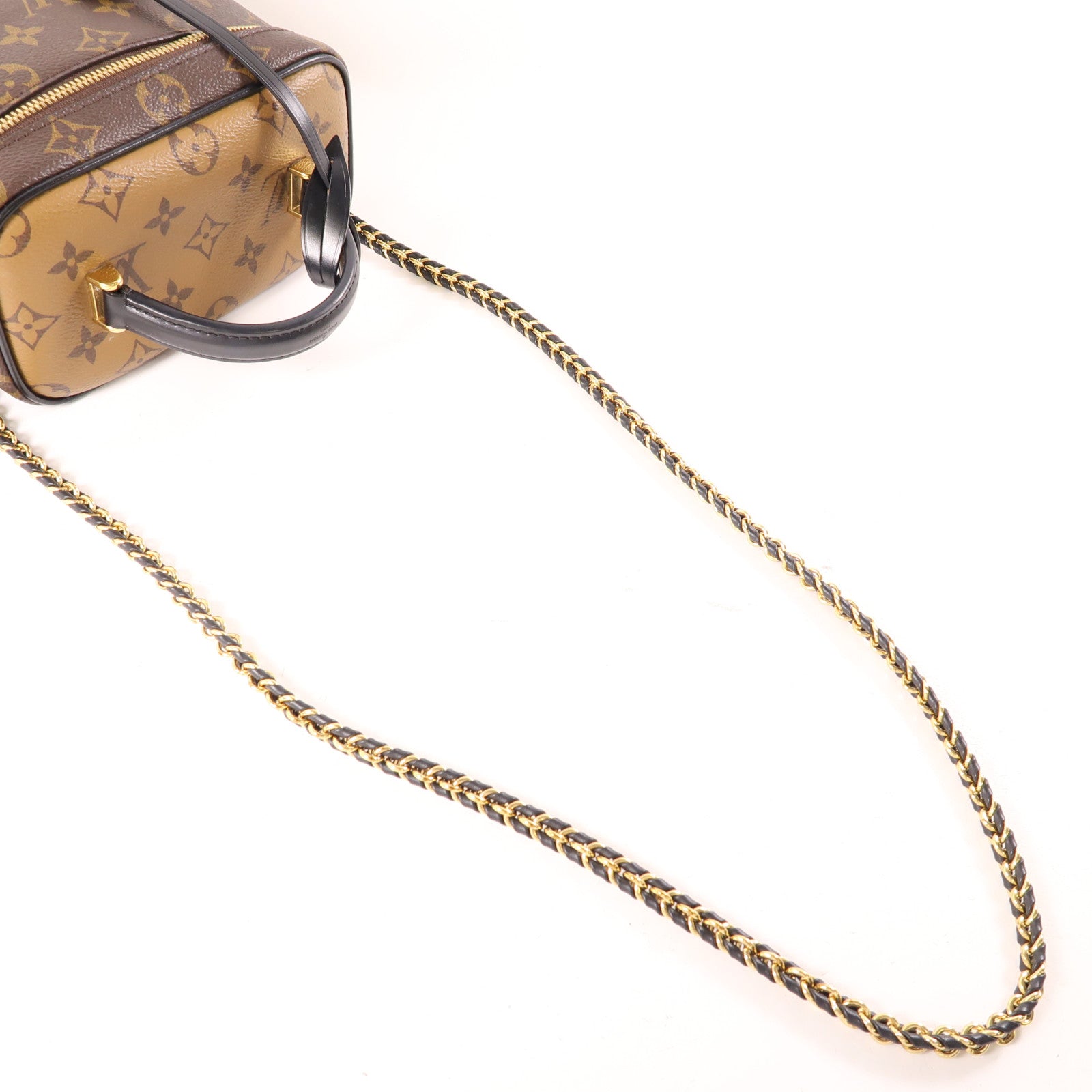 LOUIS VUITTON Monogram Reverse Vanity PM金扣手挽肩背兩用袋棕色