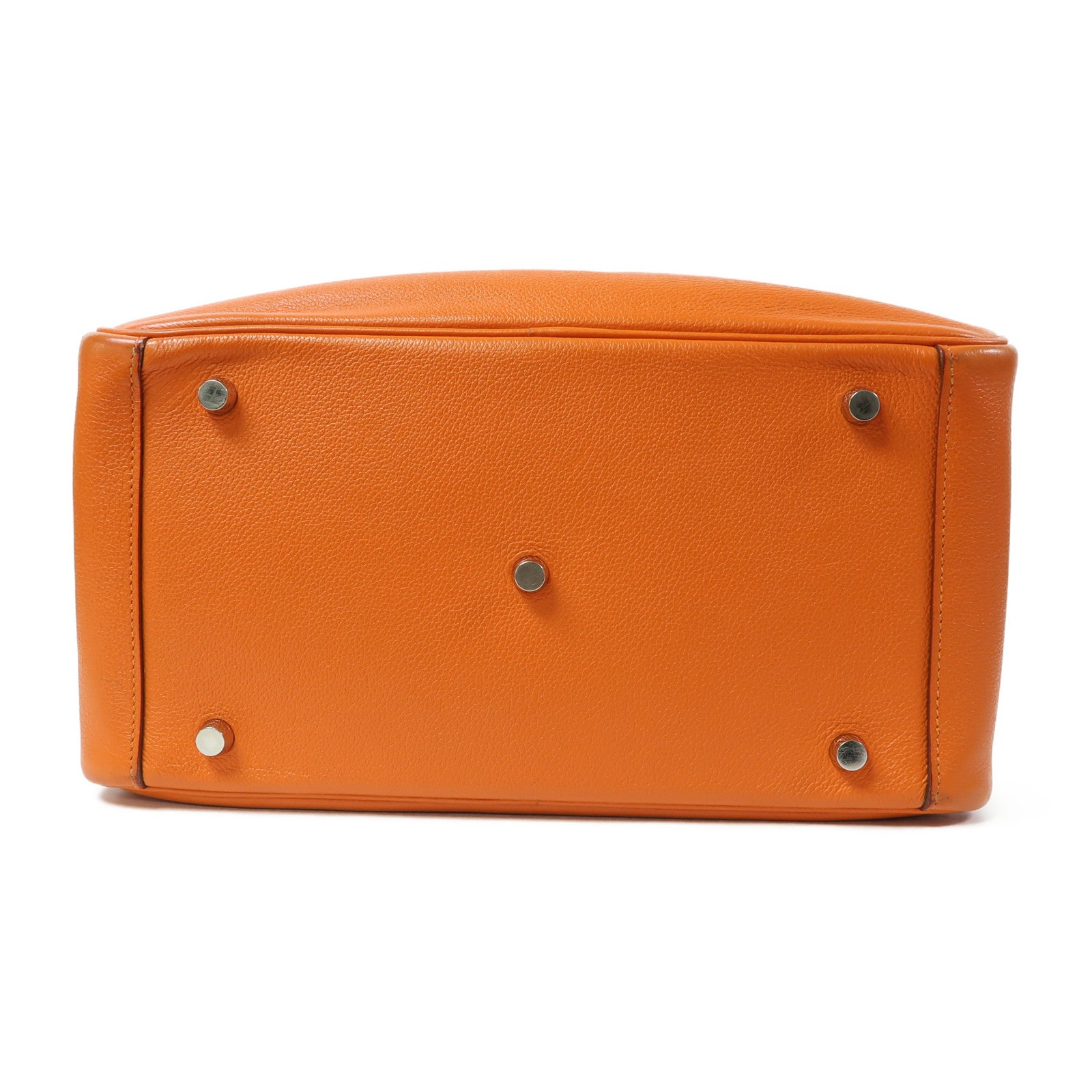 HERMES Evercolor皮革Lindy 30銀扣手挽肩背兩用袋Orange Poppy/橙色