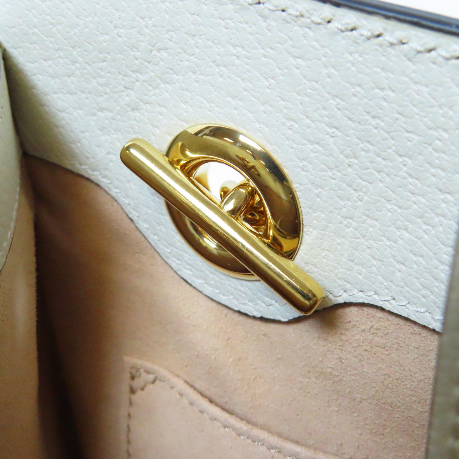 GUCCI 塗層帆布/皮革Padlock Shoulder Bag金扣鏈帶肩背袋啡色/白色