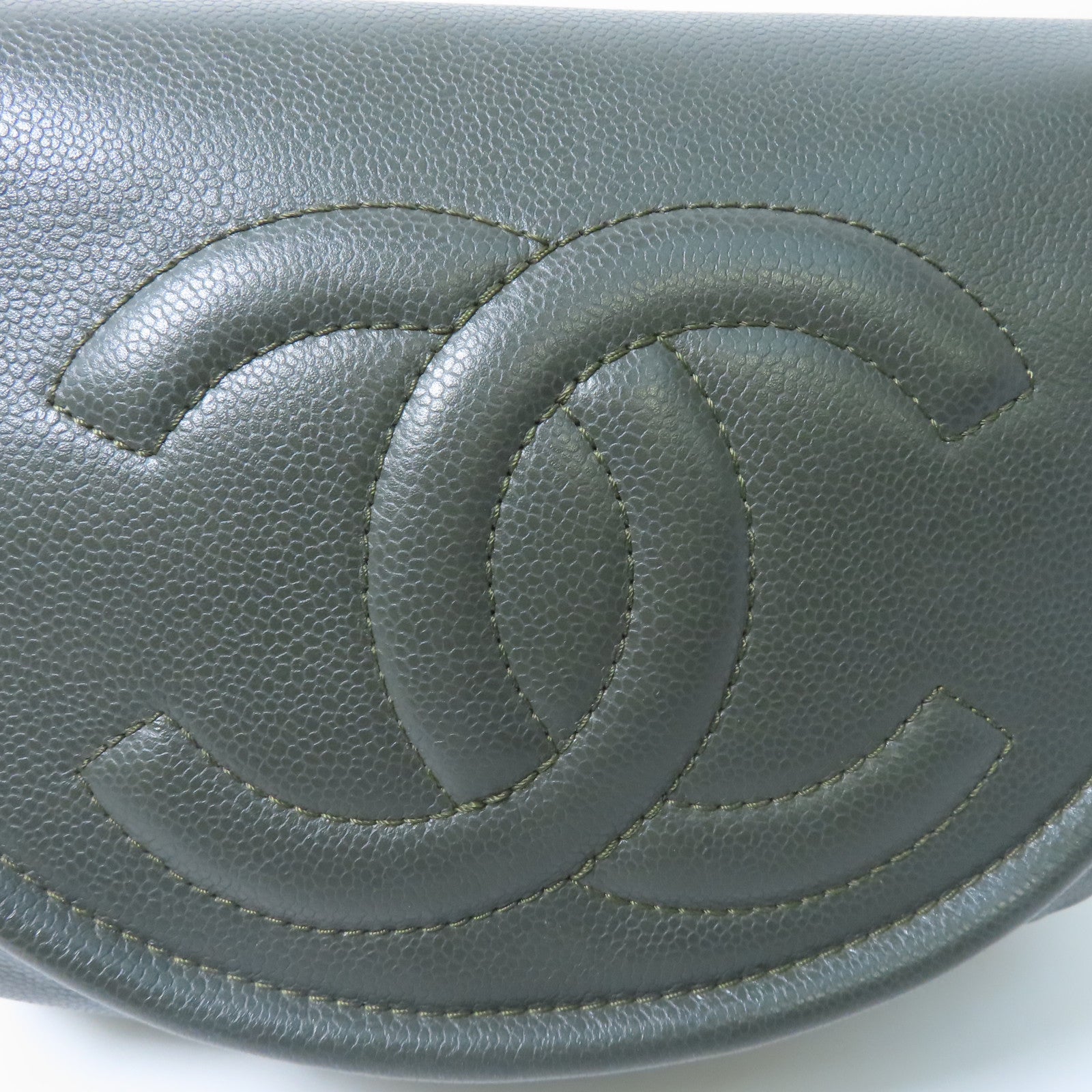 CHANEL 【激減優惠】牛皮皮革Chain Shoulder銀扣鏈帶肩背袋綠色