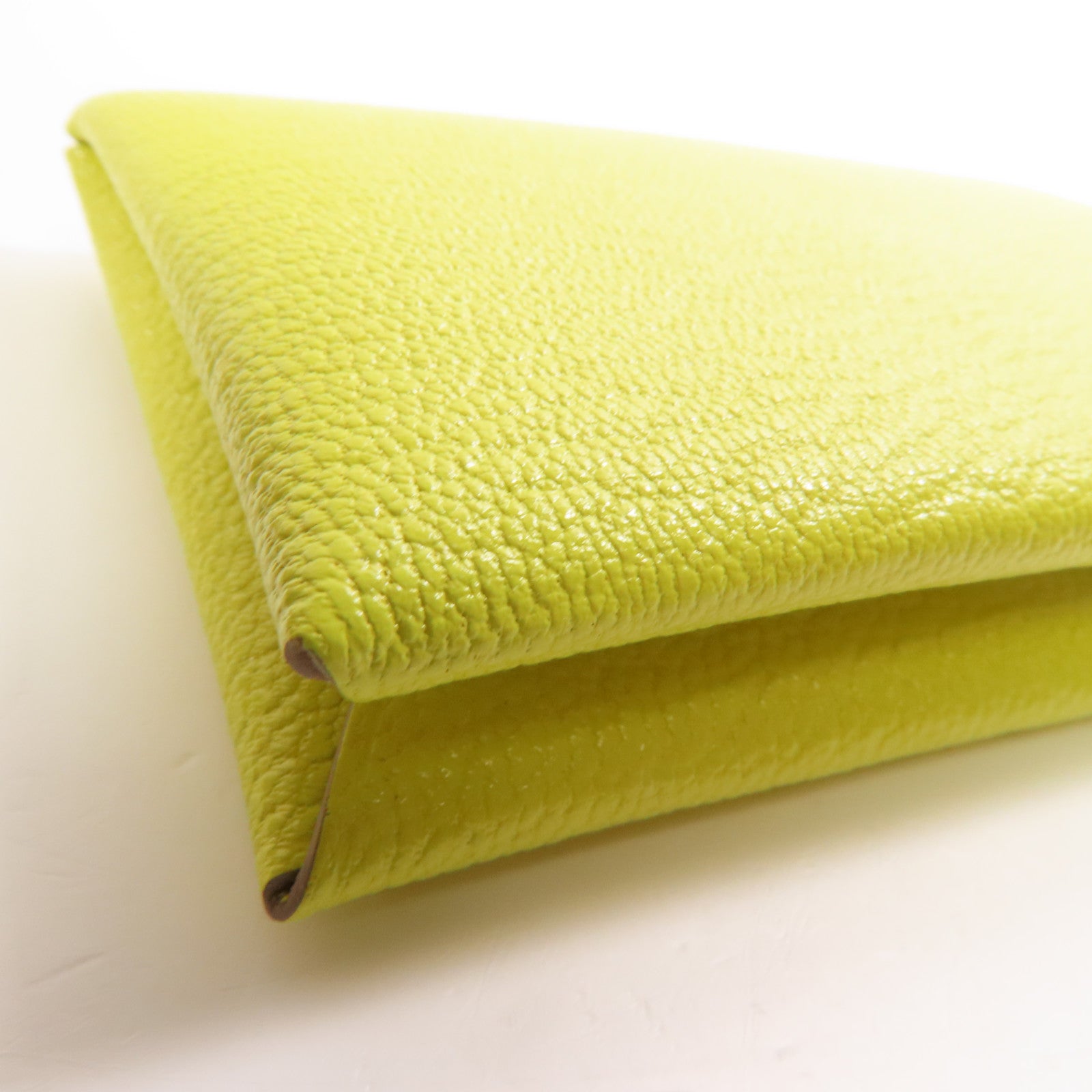 HERMES Chevre皮革Calvi卡片套Lime