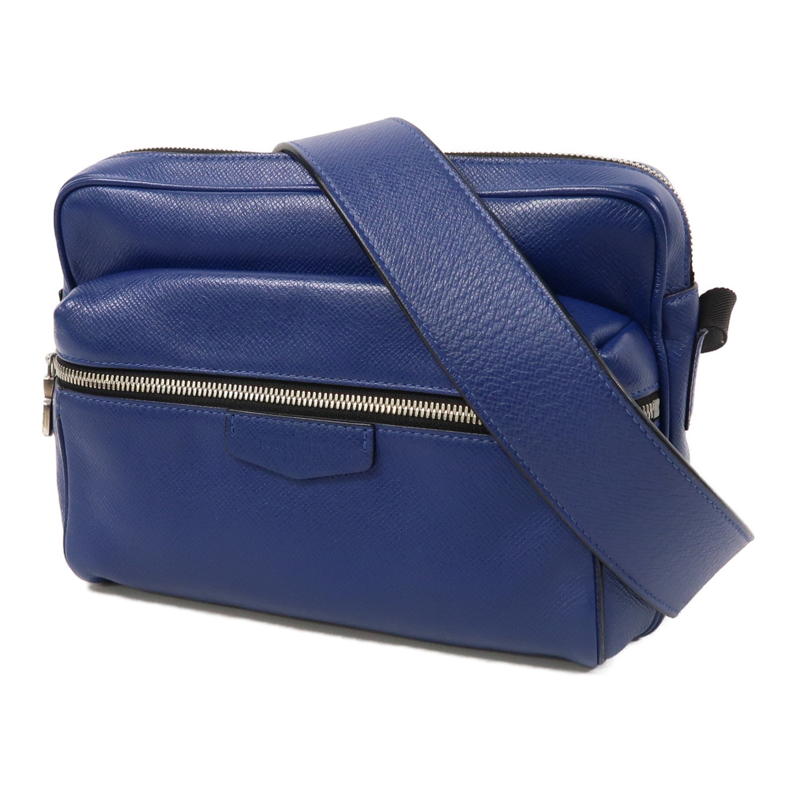 LOUIS VUITTON Taiga Outdoor Messenger PM銀扣肩背袋藍色