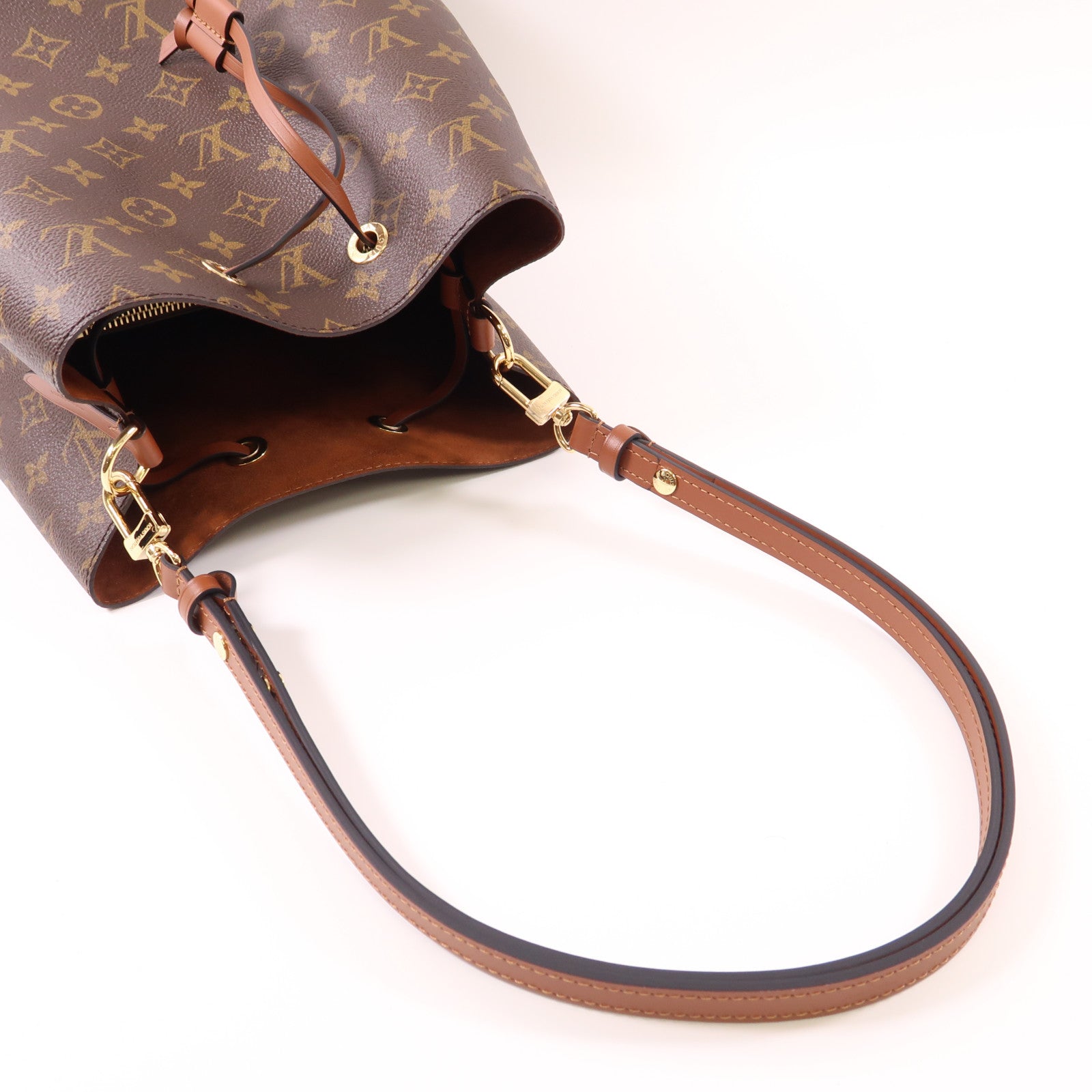 LOUIS VUITTON Monogram NeoNoe MM金扣肩背袋棕色