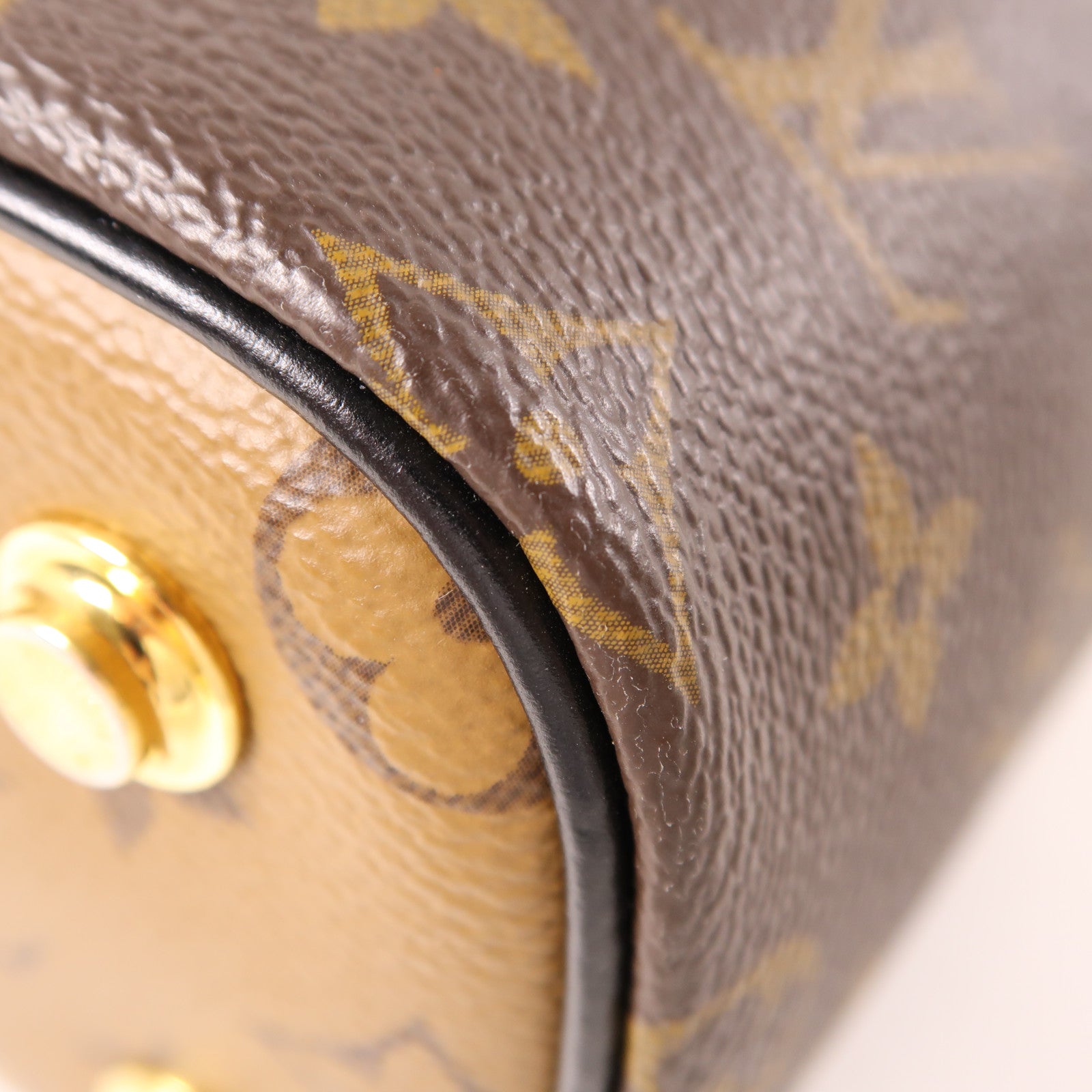 LOUIS VUITTON Monogram Reverse Vanity PM金扣手挽肩背兩用袋棕色