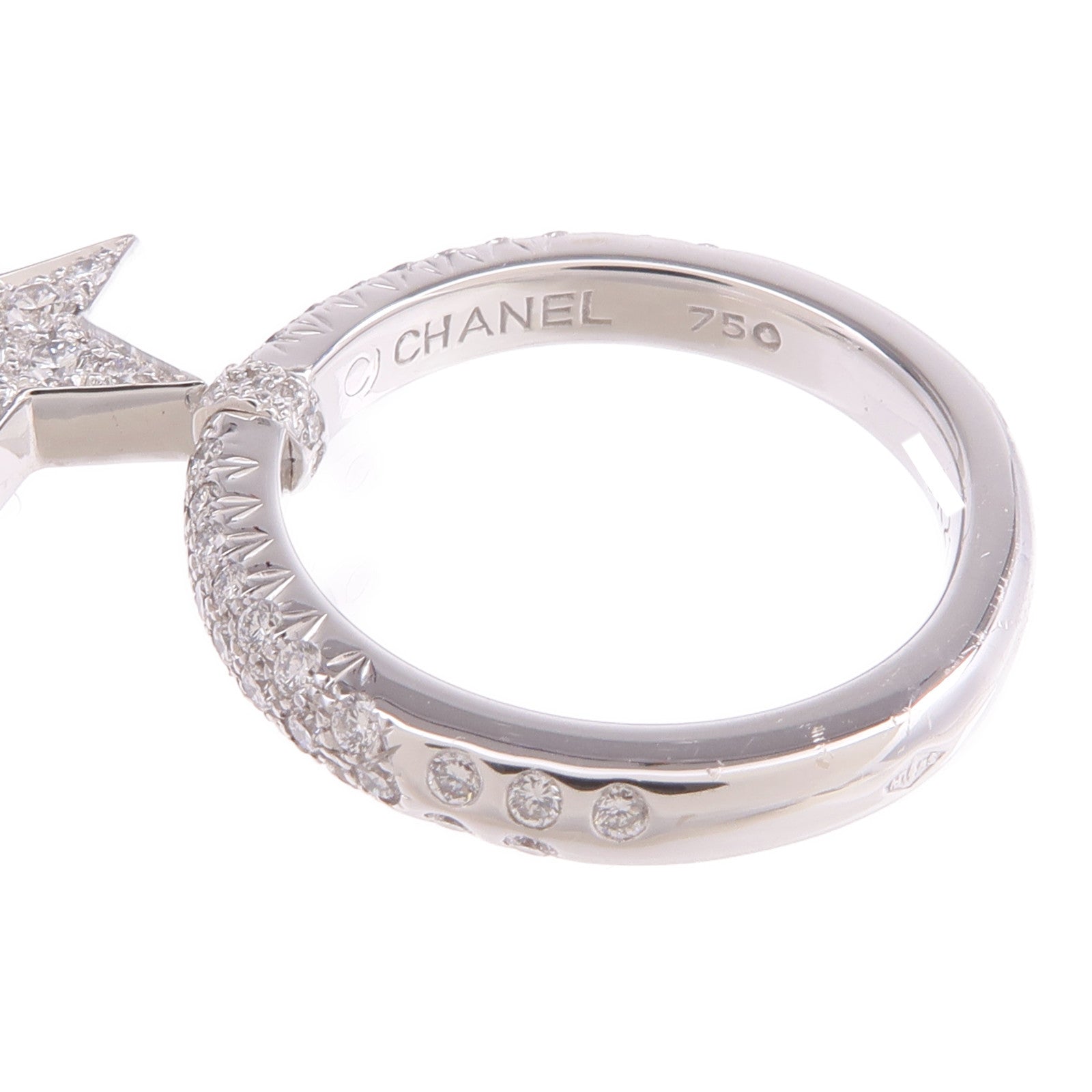 CHANEL 18K白金Comet Star Ring鑽石戒指US#5.75