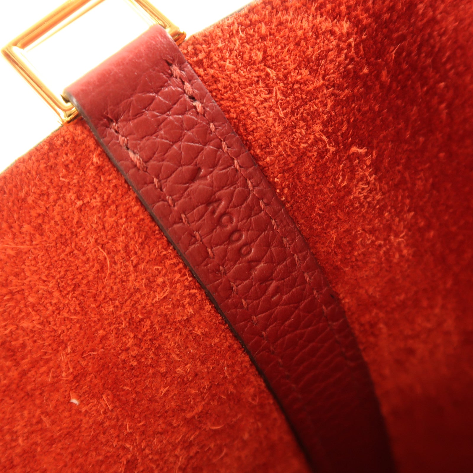 HERMES Clemence皮革Picotin PM金扣手挽袋Rouge Grenat