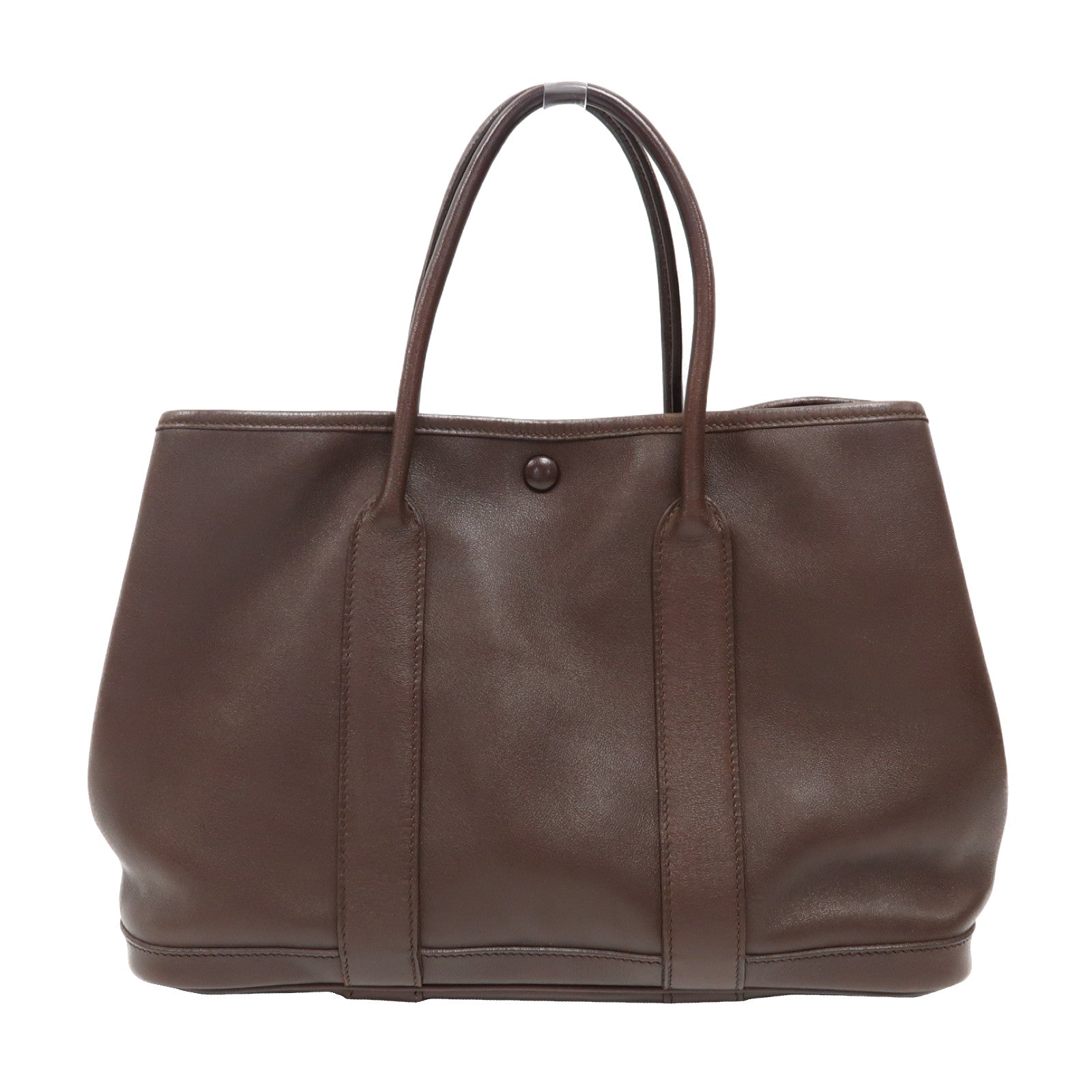 HERMES Swift皮革Garden Party TPM銀扣手挽袋深啡色