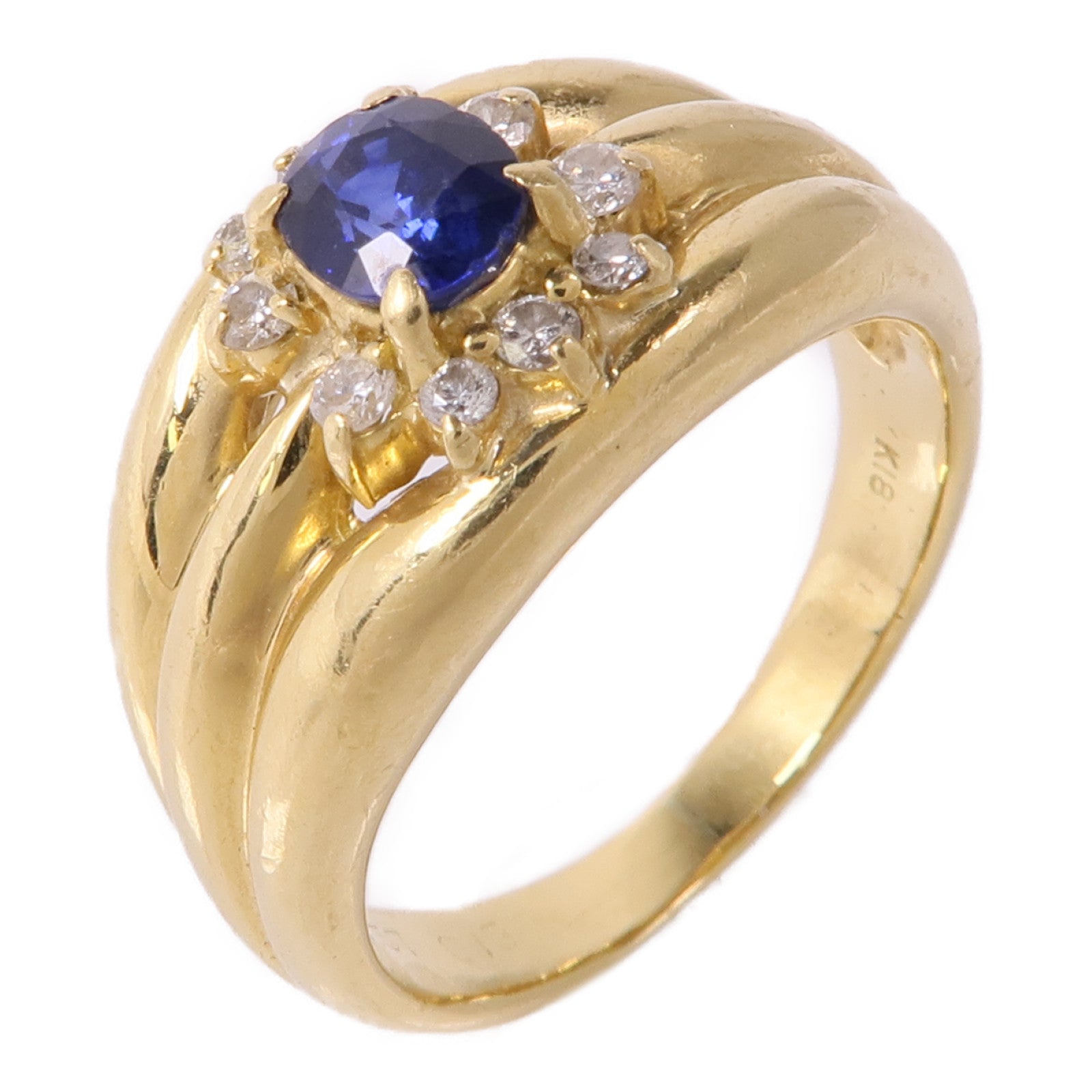 JEWELRY 【激減優惠】18K黄金Sapphire Diamond Ring藍寶石/鑽石戒指US#6